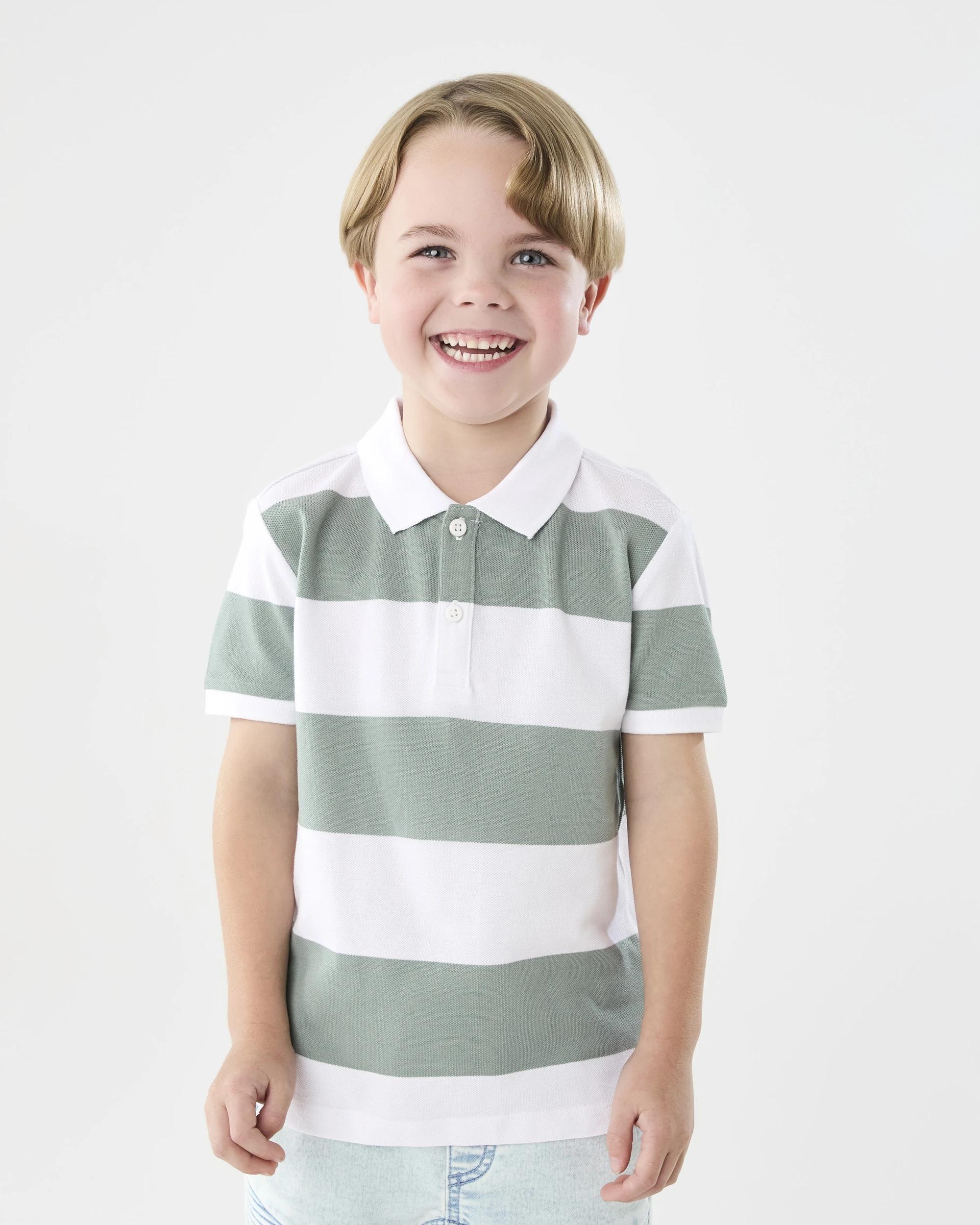 1 Stripe Polo T-shirt Grn Stripe, 1 of 7