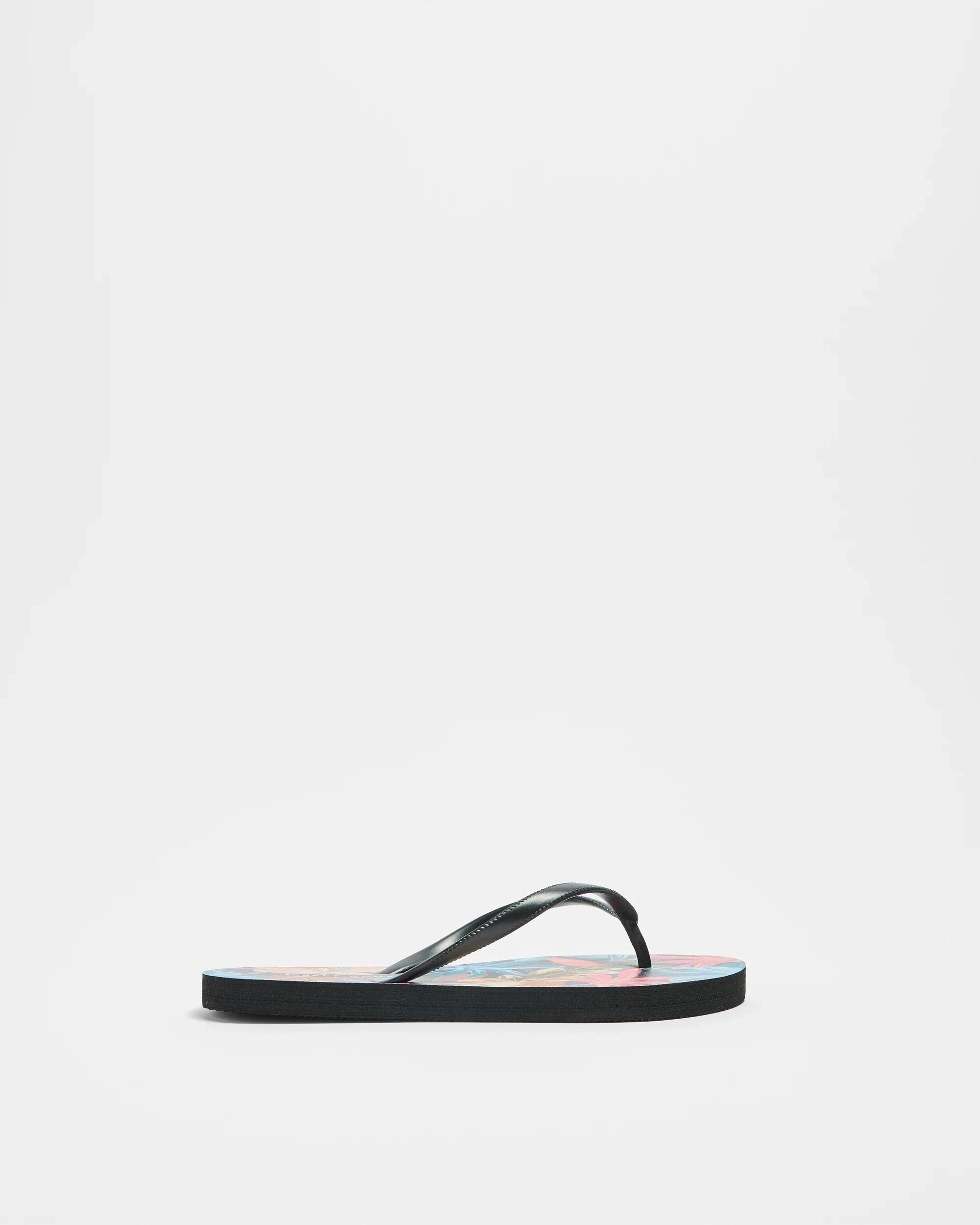 1 Target Woman Womens Everyday Printed Thongs BLACK FLORAL, 1 of 3