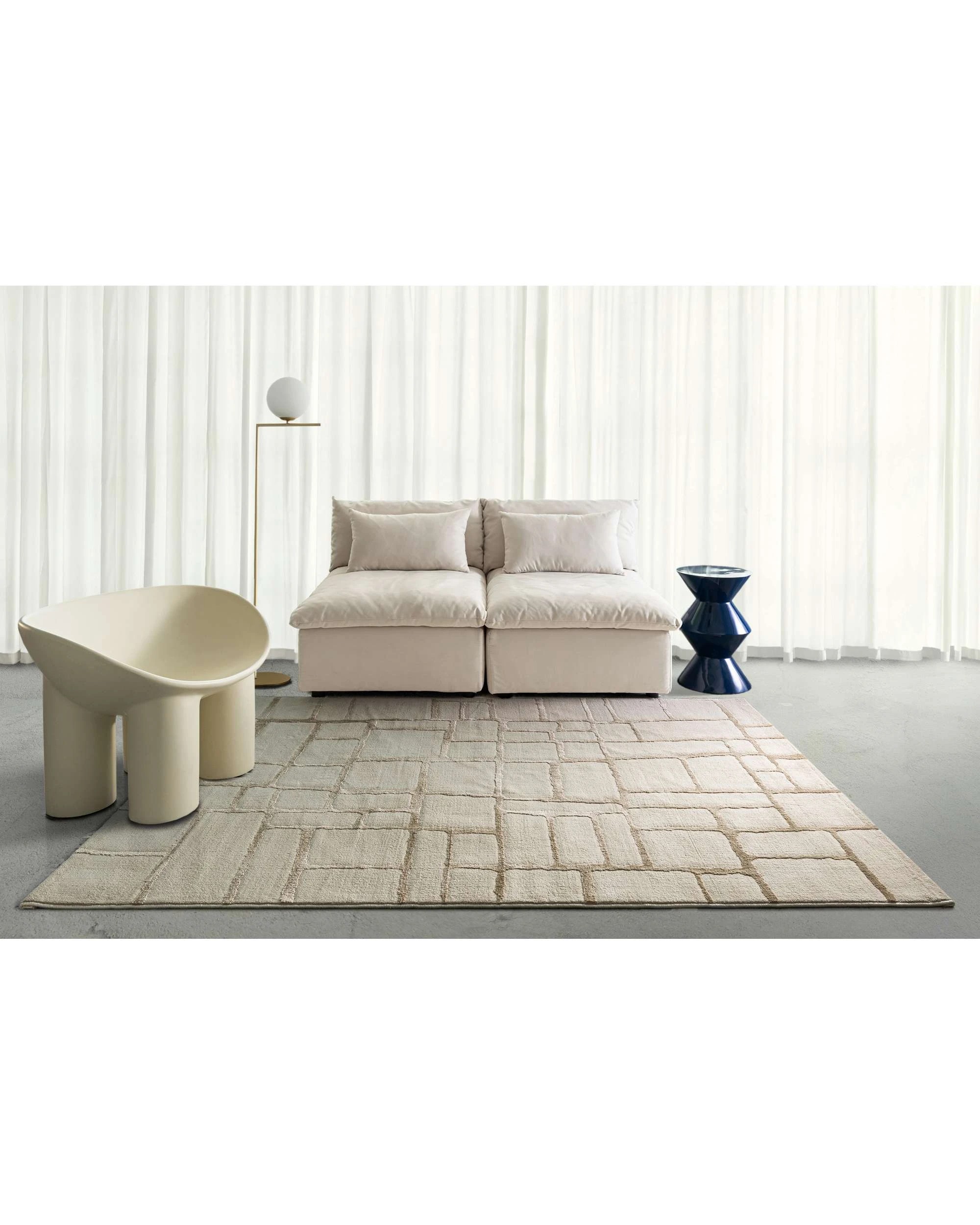 2 Loopsie Gharda Textured Abstract Washable Rug-230cm x 160cm - Beige, 2 of 8
