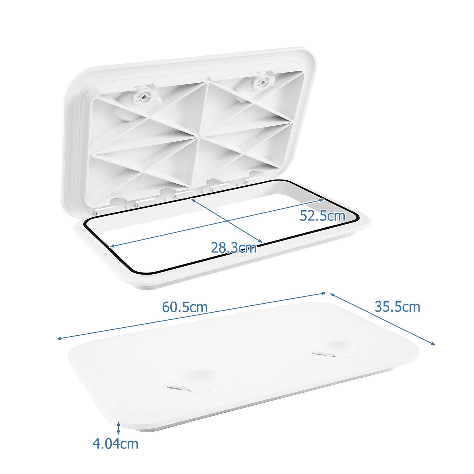 1 Costway 60.5x35.5cm Boat Hatch Marine Deck Access Hatch Cover w/180°Lid Hinge - White, 1 of 2