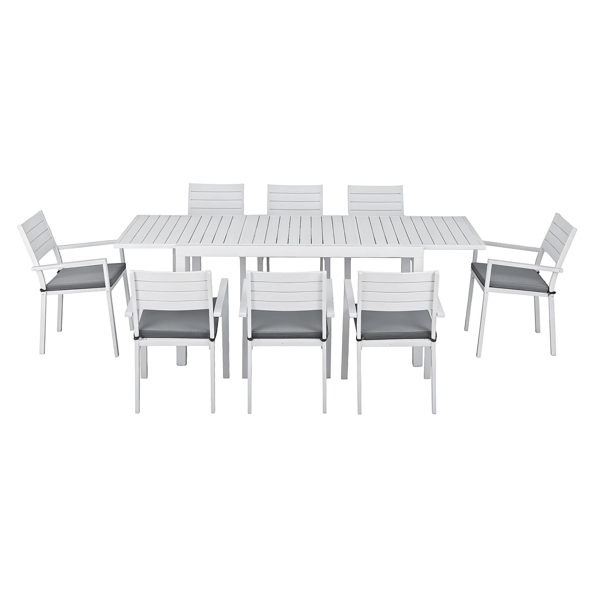 3 Gardeon Outdoor Dining Set 9PCS Aluminum Extendable Table Chairs Patio - White, 3 of 8