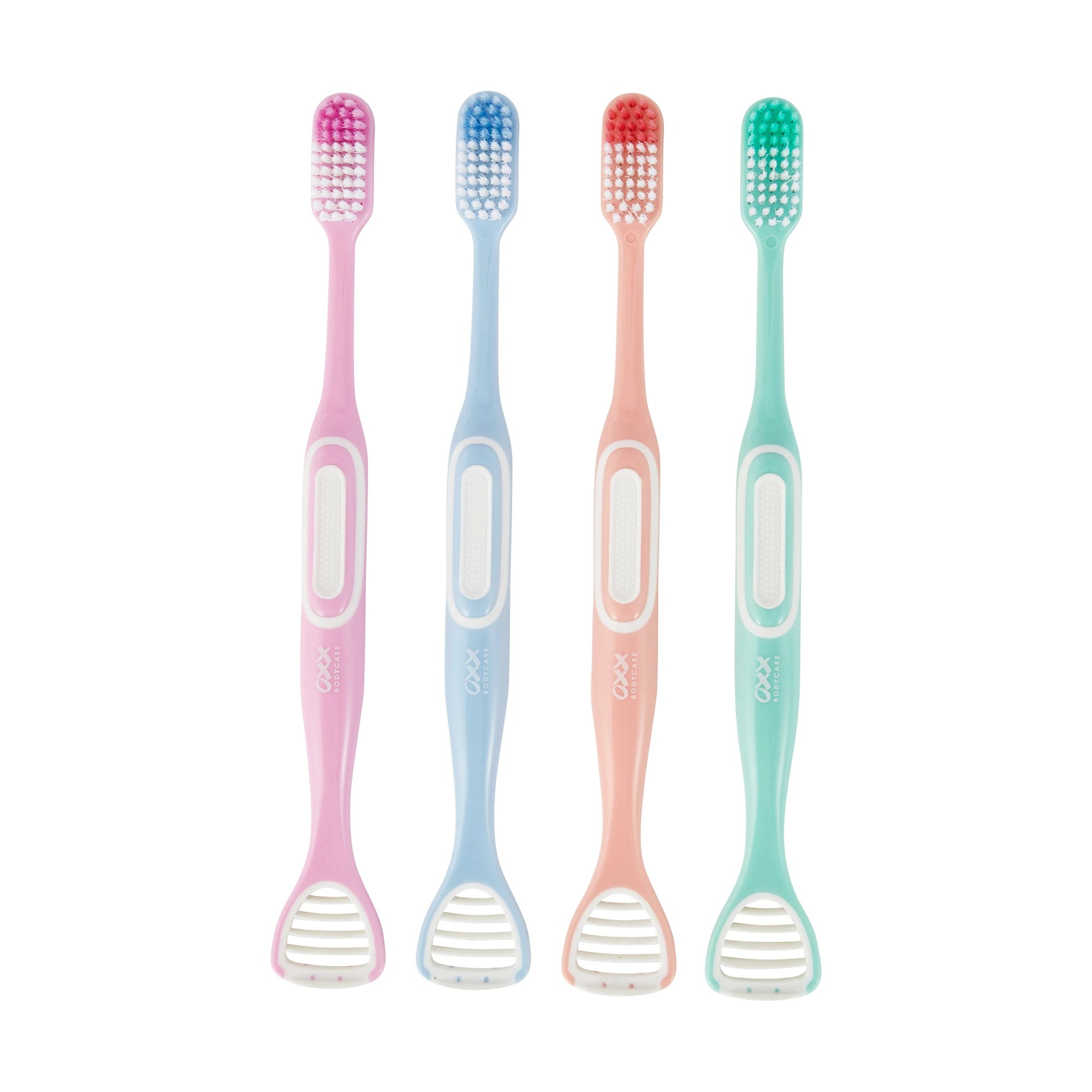 2 OXX Bodycare 4 Pack Toothbrush with Tongue Cleaner - Orange, Green, Blue and Pink, 2 of 5