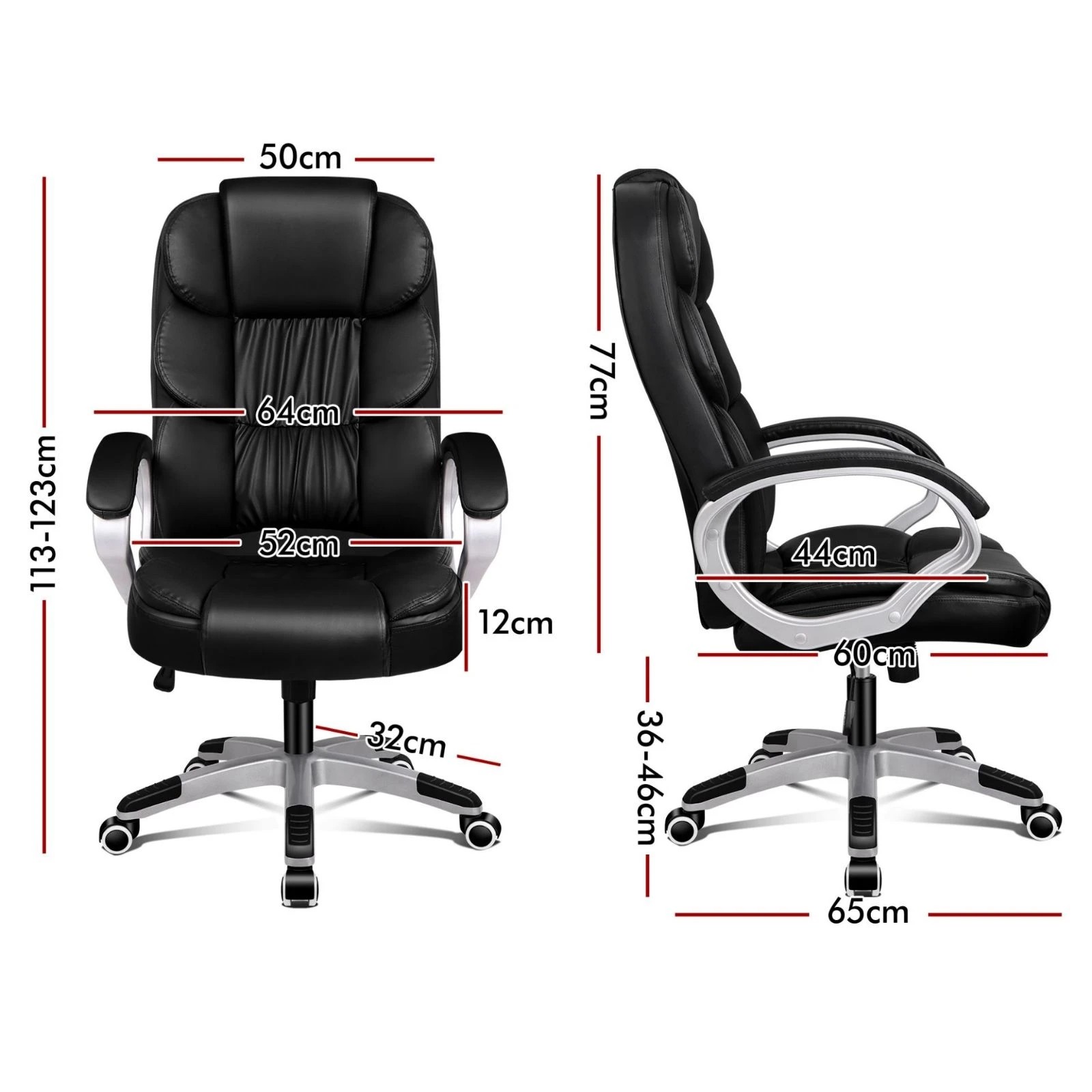 9 Alfordson Office Chair Executive Computer Gaming Racer PU Leather Work Seat - Black, 9 of 10