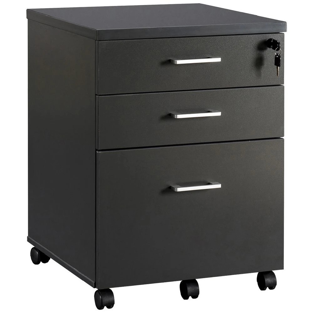 1 Toro 3 Drawer Pedestal Dark Grey Cabinets Pedestals, 1 of 10