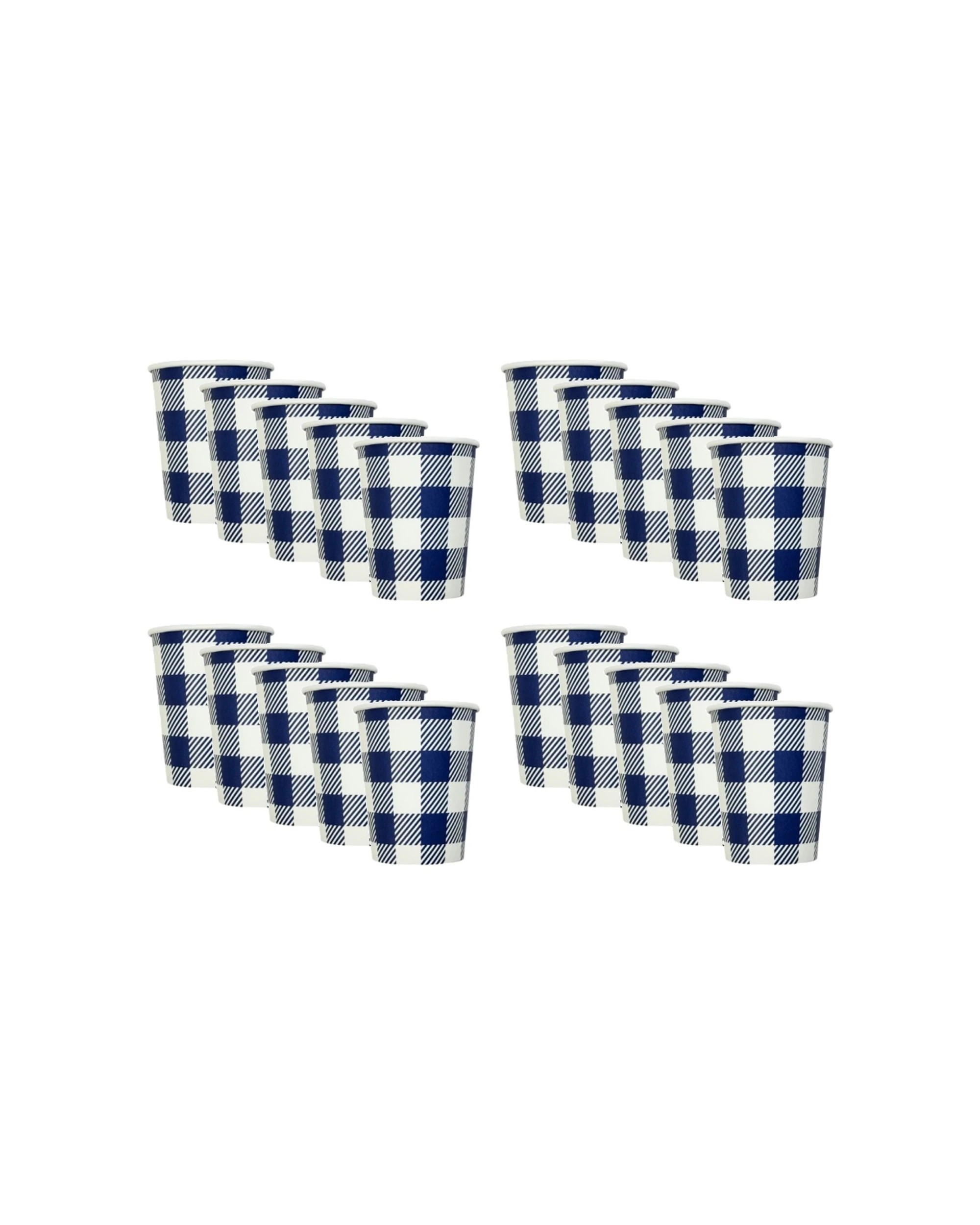 1 Party Maker 20pc Gingham 9oz Disposable Paper Cups 266mL - Blue, 1 of 2