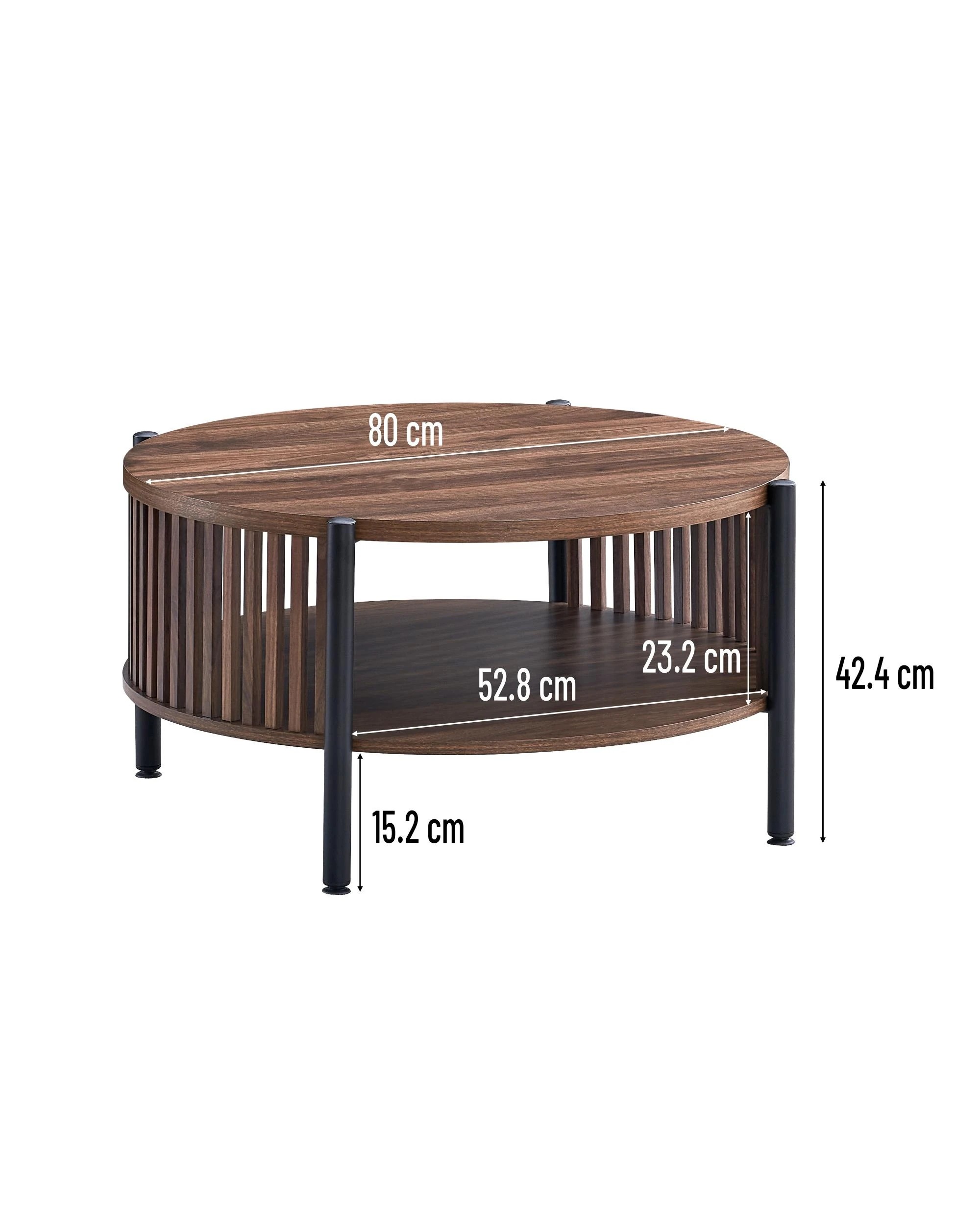 3 Kodu Coffee Table Round 80cm Walnut - Brown, 3 of 3