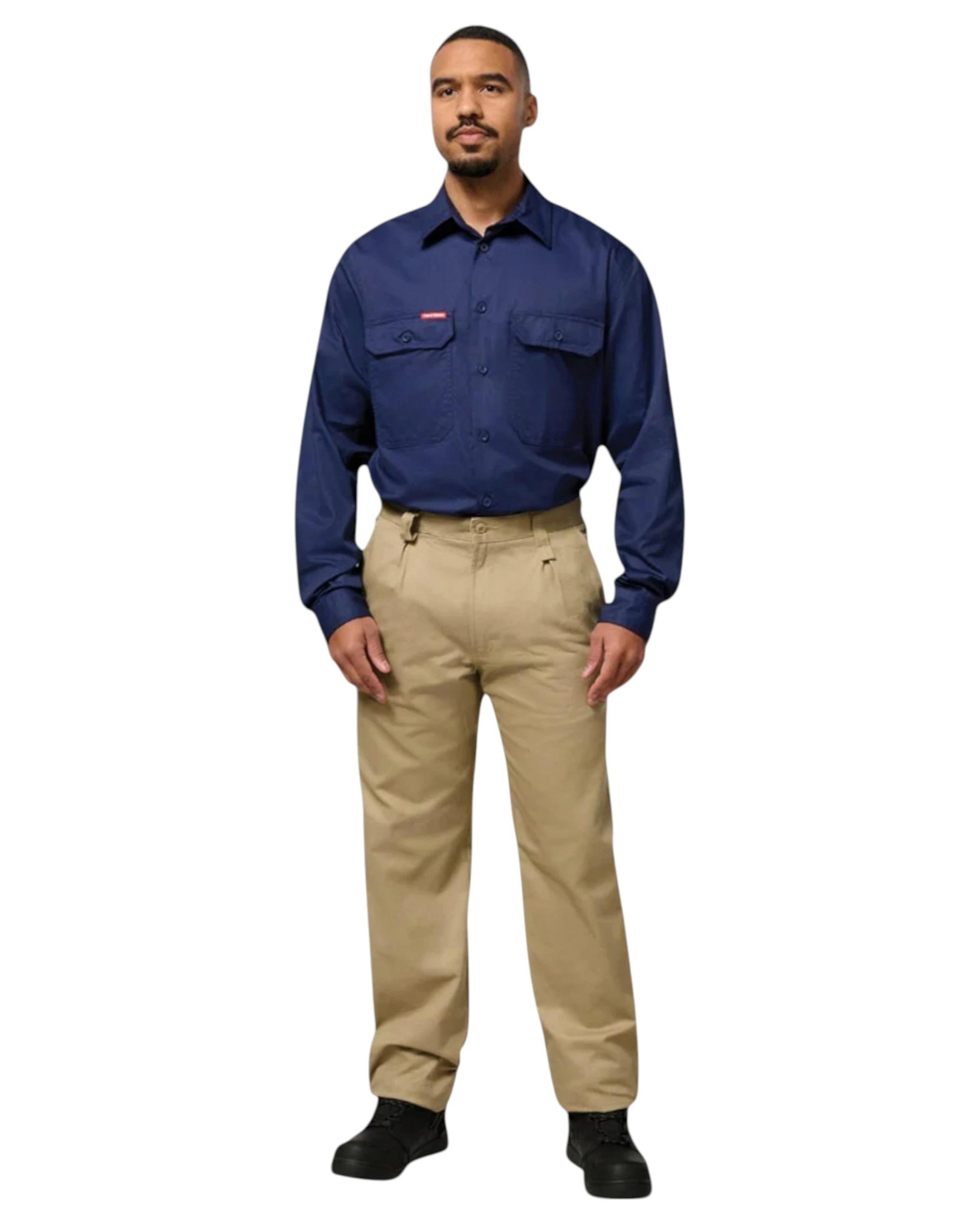 8 Hard Yakka 2 Pack Mens Long Sleeve Lightweight Drill Ventilated Shirt NAVY, 8 of 8