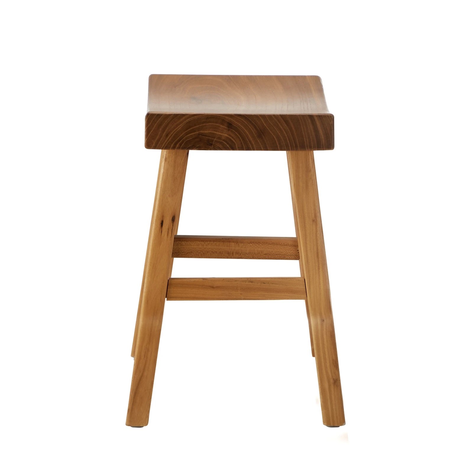 8 Oikiture Wooden Stool Elm Wood Kitchen Dining Stool Café Seat Timber - Natural, 8 of 9