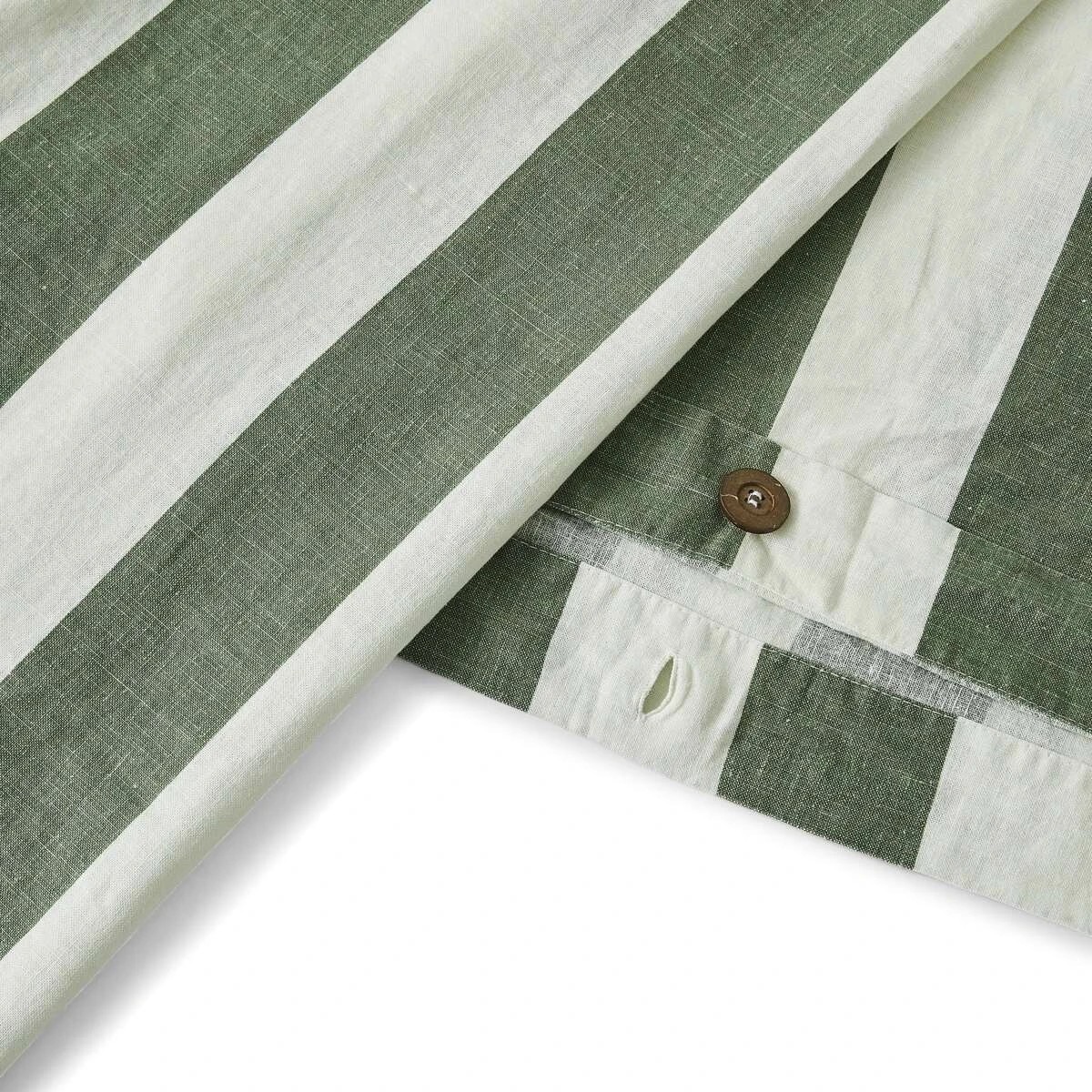 5 Stripe Linen Cotton Quilt Cover Set - Super King Bed, Forest, 5 of 8