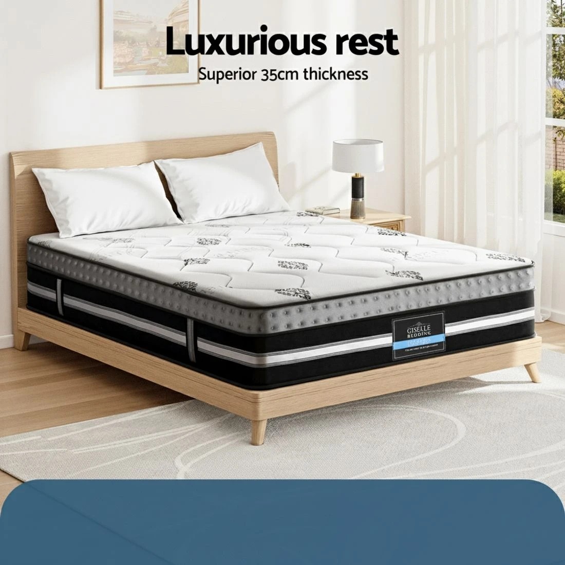 4 Giselle Bedding King Mattress 35cm Bed in a Box Pocket Spring Gel Memory Foam - King Bed - Multi, 4 of 10