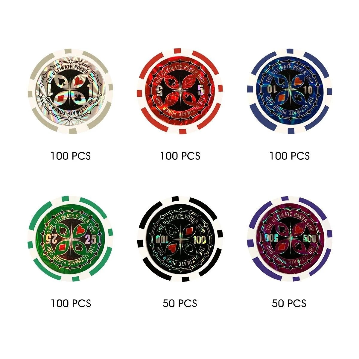 3 Kidbot 500 Holographic Butterfly Chips Professional Poker Card Game, 3 of 4