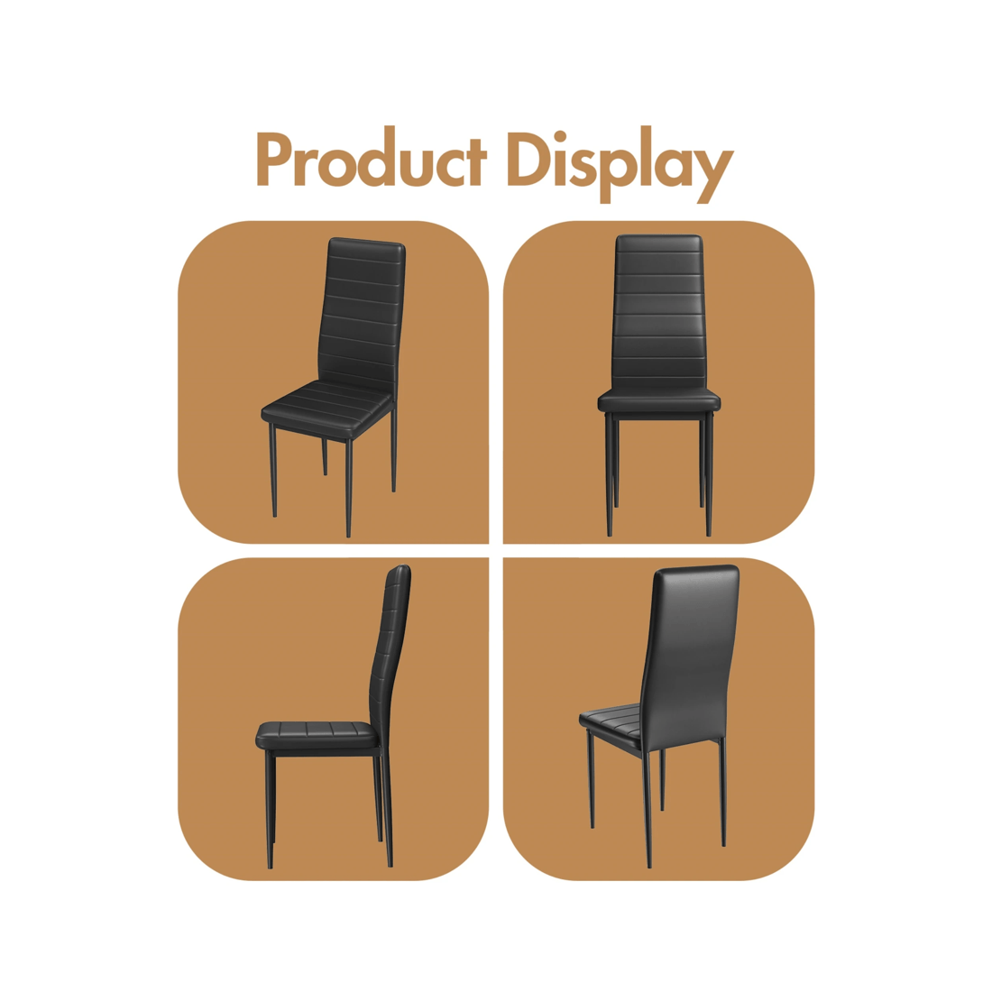 5 Advwin Set Of 2 Dining Chairs Padded Seat Leather Black, 5 of 9