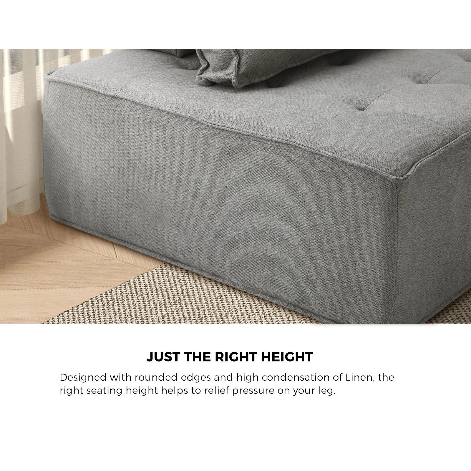 6 Oikiture 1pc Modular Sofa Lounge Chair Armless Tofu Back Linen
 - Grey, 6 of 10