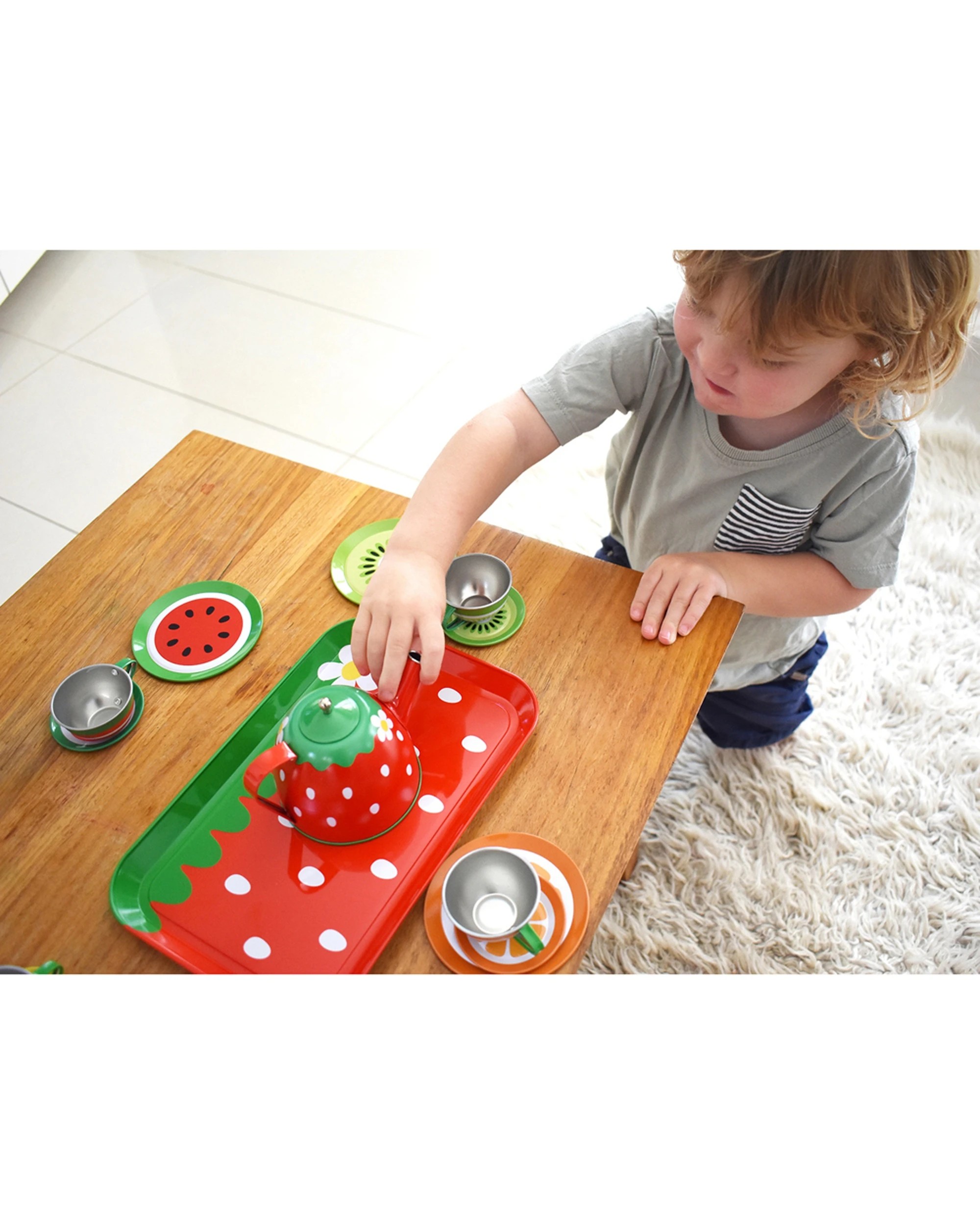 4 Kaper Kidz 15pc Fruit Tin Tea Set Pretend Play Imaginative Play - Multi, 4 of 8
