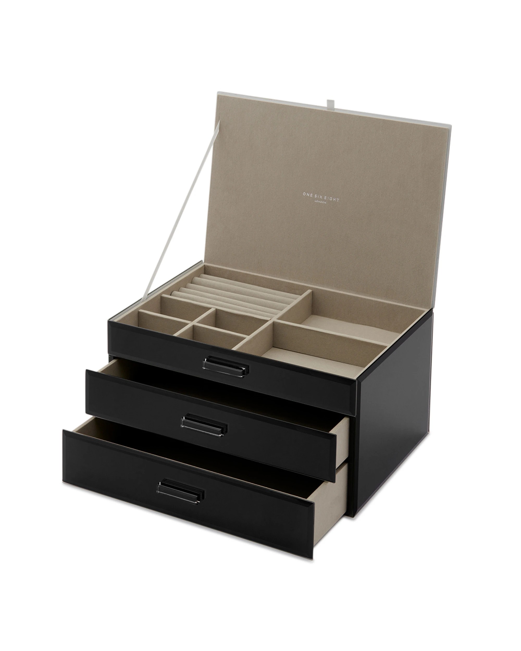 1 One Six Eight London Gabriella Jewellery Box - XL - Black, 1 of 3