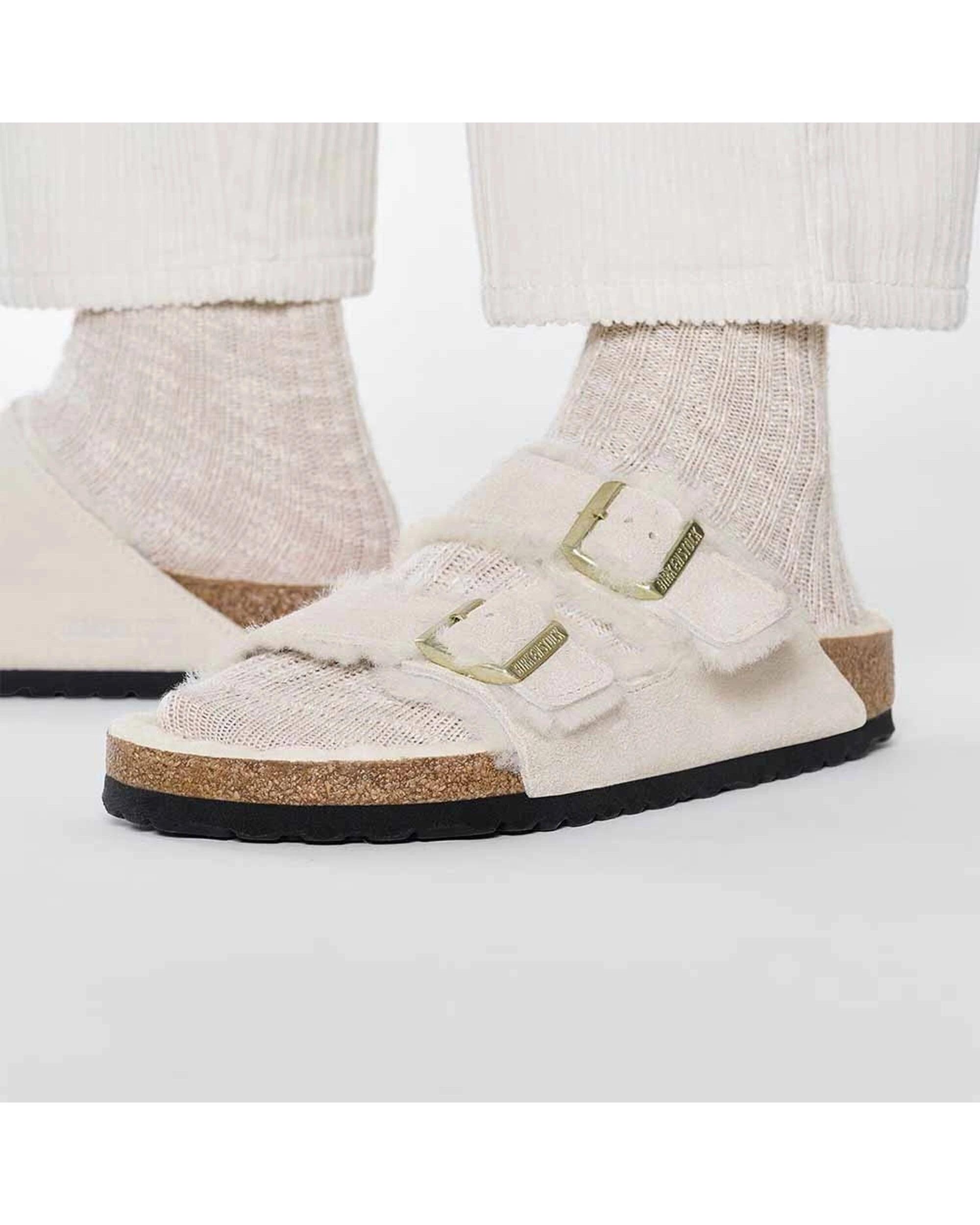 5 Birkenstock Arizona Shearling Suede Sandals Narrow ANTIQUE WHITE, 5 of 6