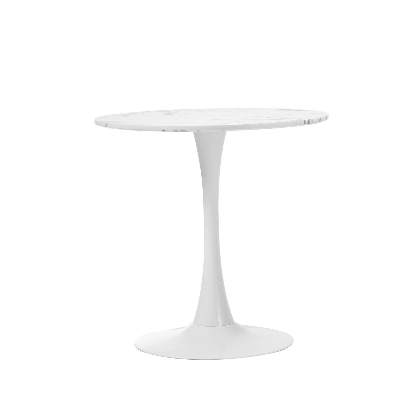 6 Oikiture 60cm Dining Table Kitchen Marble Tulip Round Metal Leg
 - White, 6 of 9