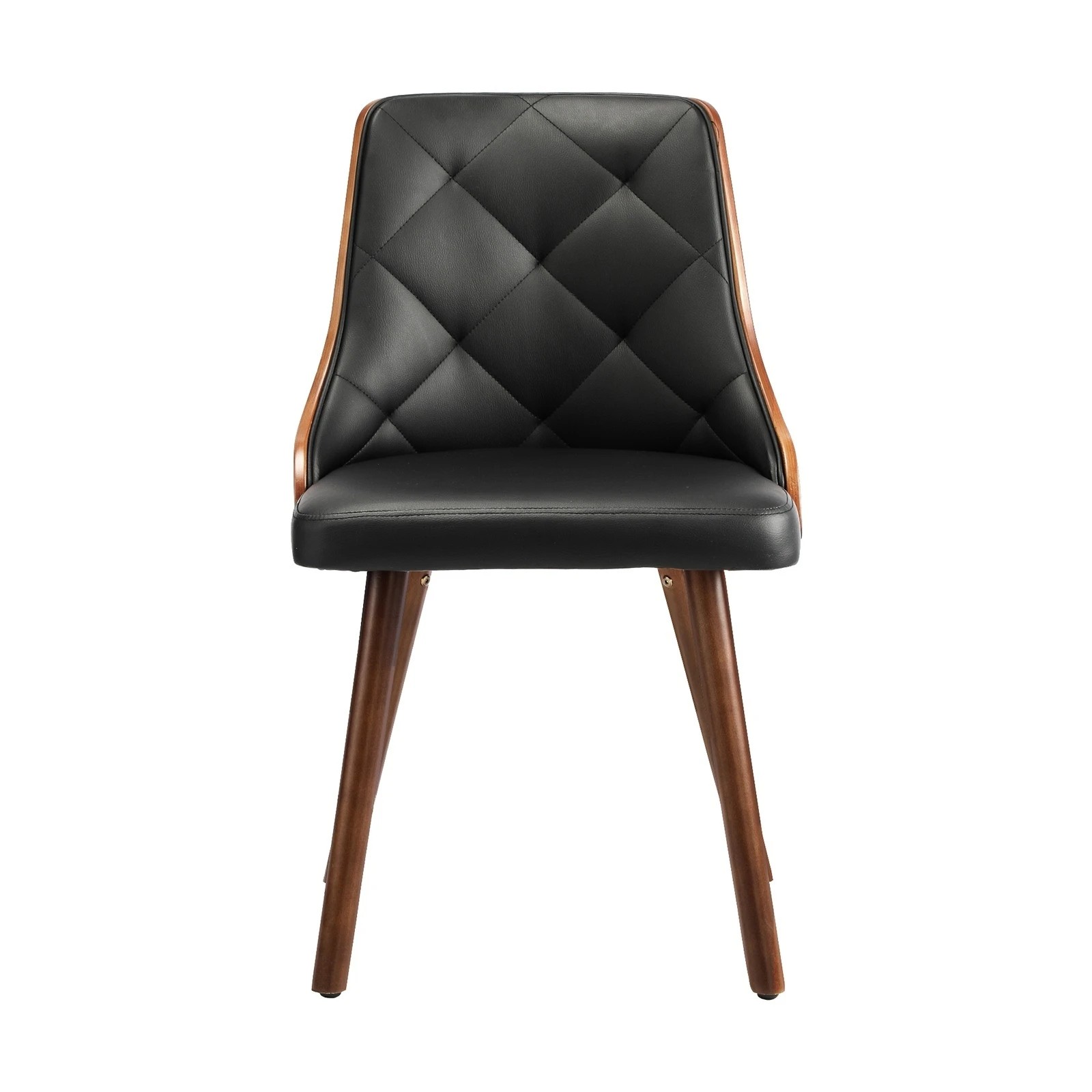 6 Oikiture 2x Dining Chairs Wooden Chair Kitchen Cafe Faux Leather Padded Seat
 - Black, 6 of 10