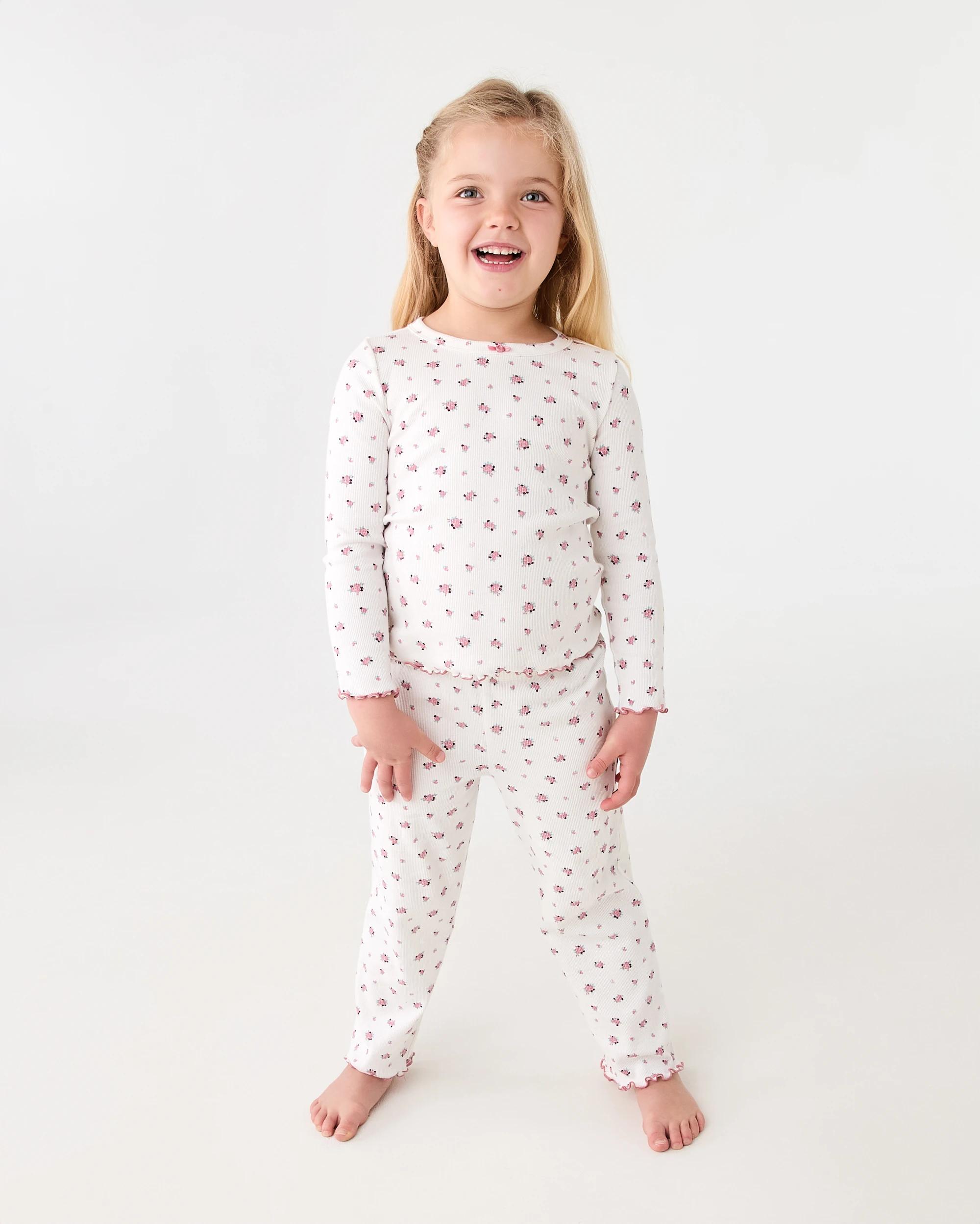 1 Ribbed Pyjama Set Wht Flrl, 1 of 7