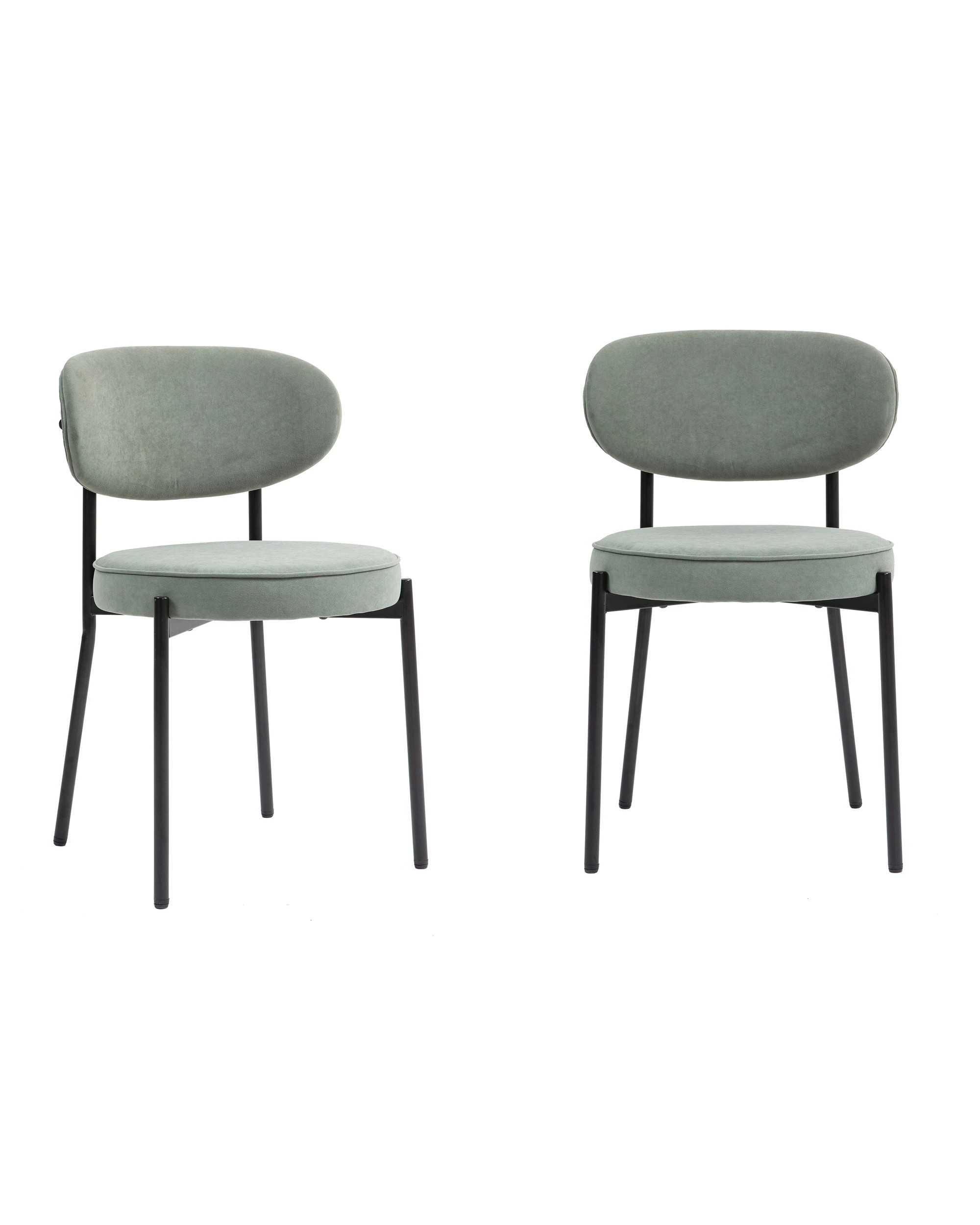 1 IHOMDEC Round Dining Chair Metal Frame and Legs Set of 2 - Green - Green, 1 of 10
