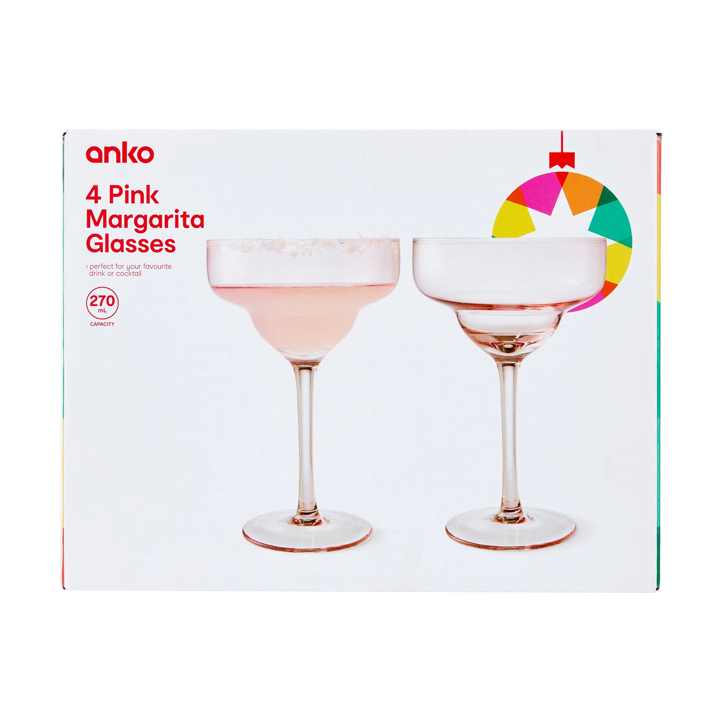 6 4 Pink Margarita Glasses, 6 of 6