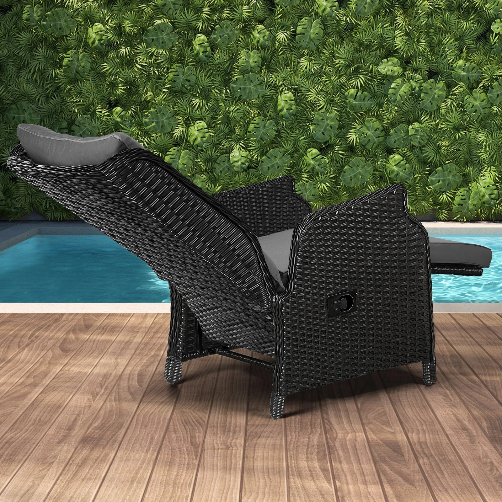 5 Livsip Sun Lounge Recliner Chairs Outdoor Furniture Patio Wicker Sofa 2 Piece
 - Black, 5 of 9