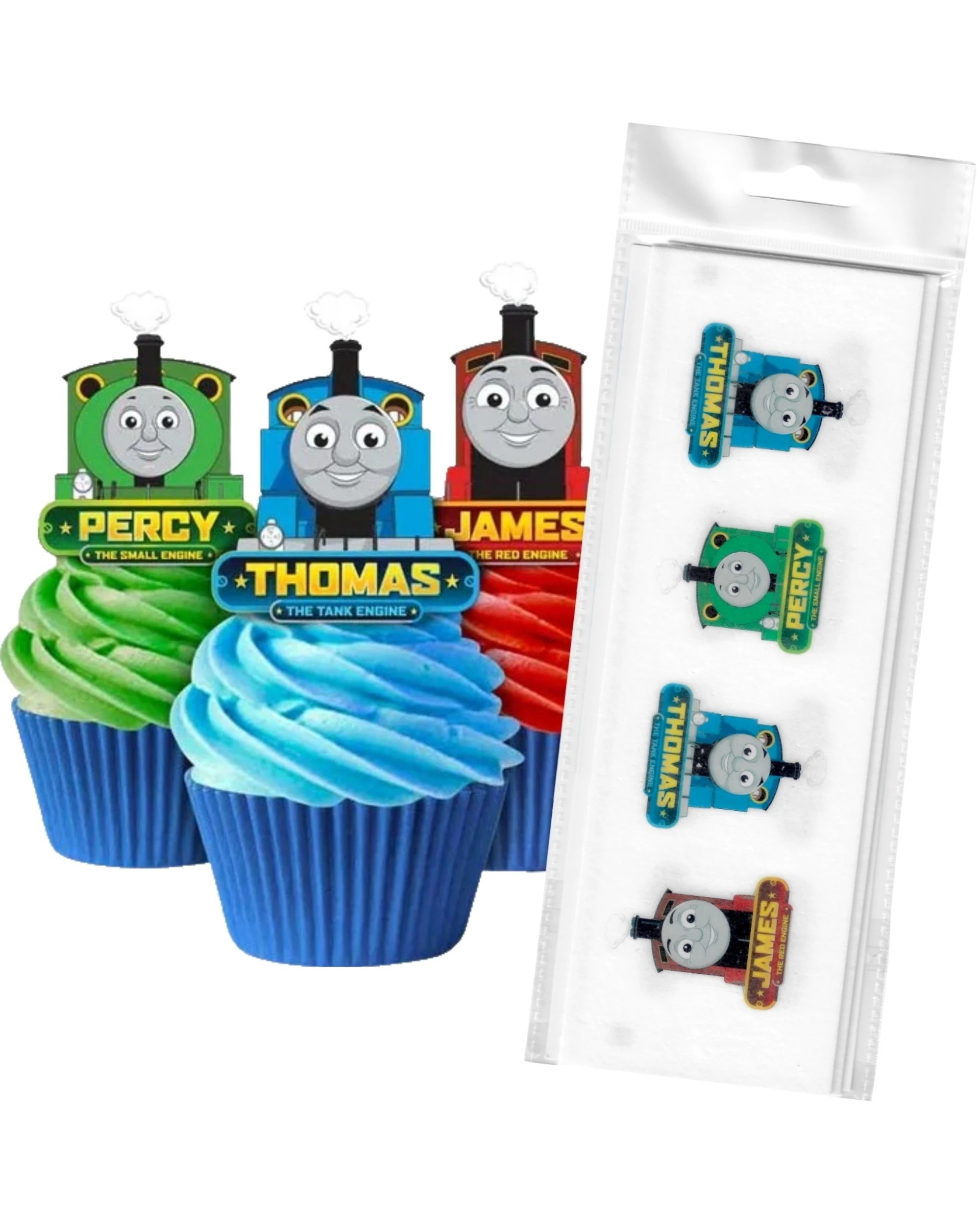 1 Thomas the Tank Engine Thomas the Tank Engine Edible Wafer Cupcake Toppers Pack of 16, 1 of 2