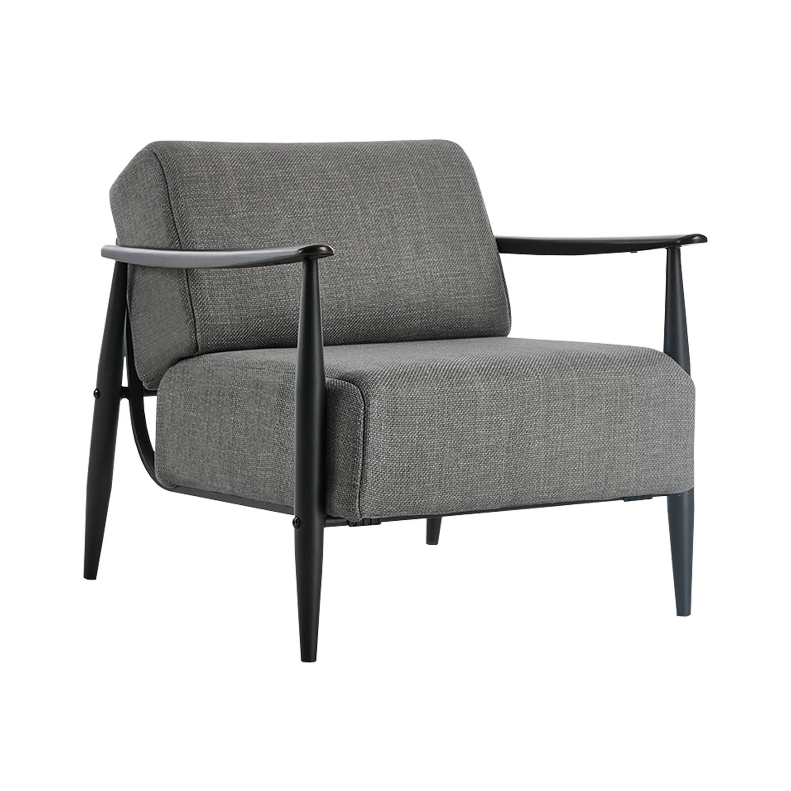 1 Oikiture Wooden Armchair Lounge Sofa Chair Fabric Accent Armchairs - Grey, 1 of 10