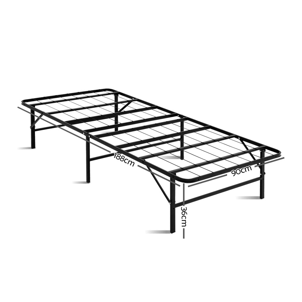 2 Artiss Folding Bed Frame Metal Base - Black, 2 of 8