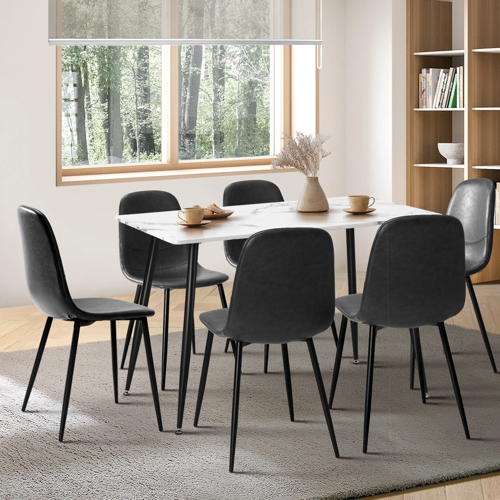 3 Oikiture 120cm Rectangle Dining Table With 6pcs Dining Chairs Pu
 - Multi, 3 of 10