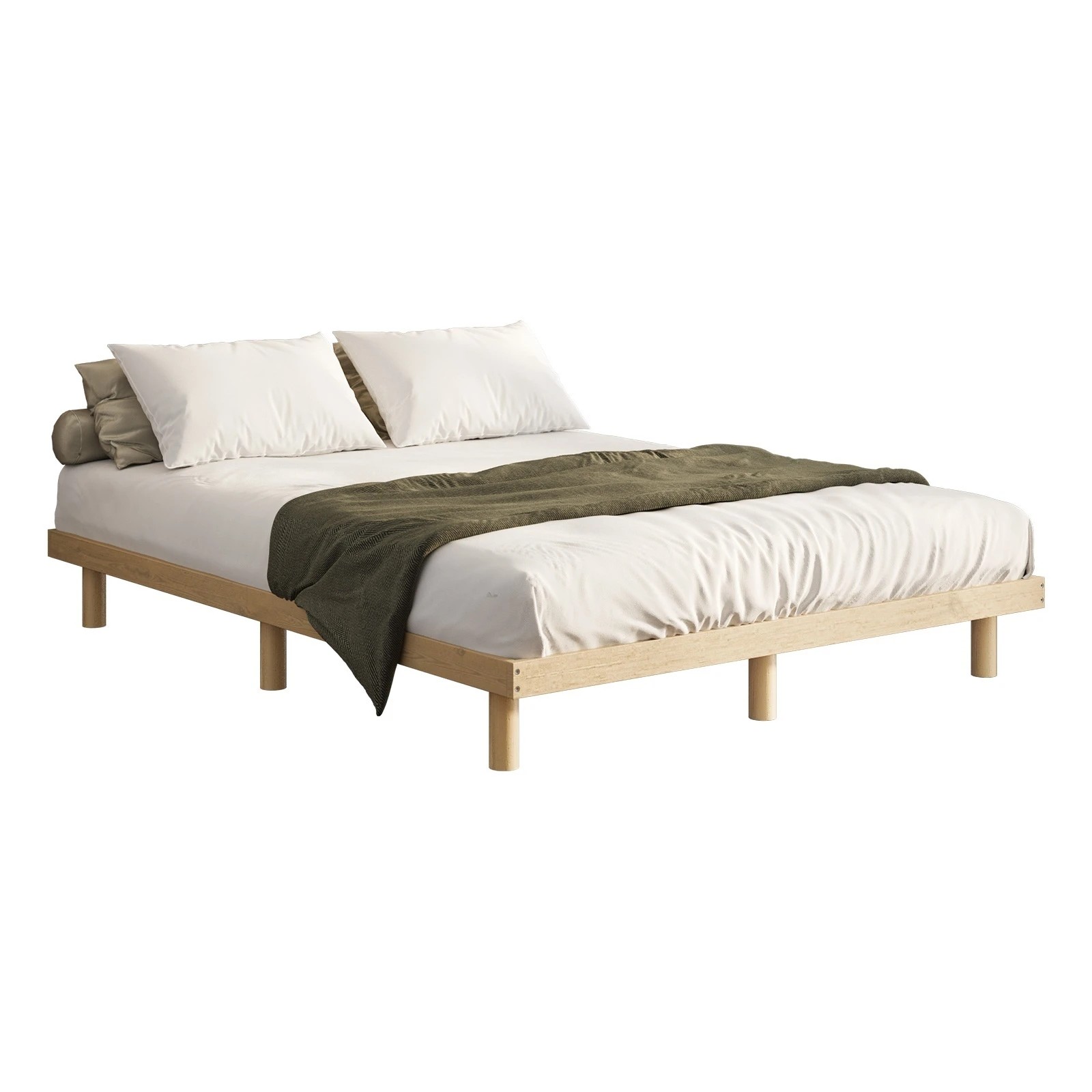 9 Oikiture Bed Frame King Single Wooden Bed Base Platform Solid Wood Slats - Natural, 9 of 9