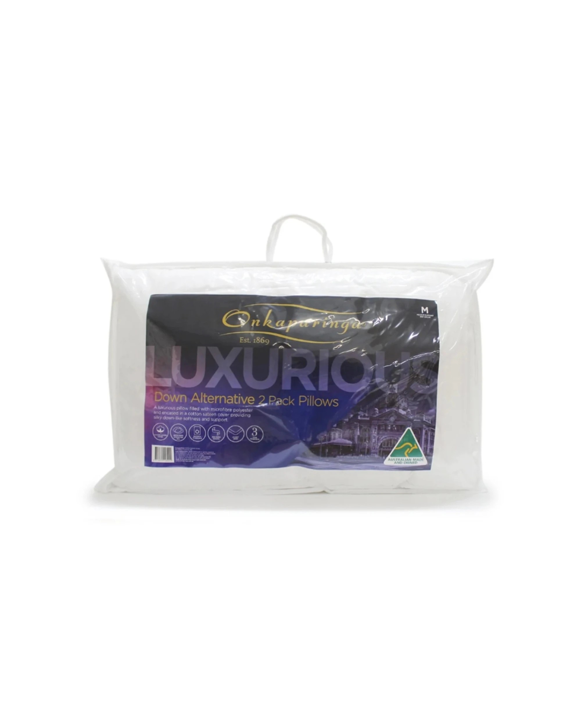 1 Onkaparinga 2pc Down Alternative Pillows Microfibre Fill Ultra Soft Gusset, 1 of 1