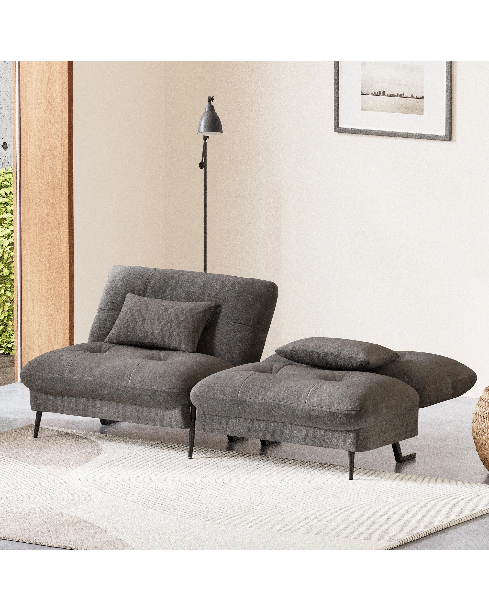 3 Advwin Convertible Futon Sofa Bed Corduroy Futon Couch with Adjustable Backrest Recliner Sleeper Sofa, 3 of 9