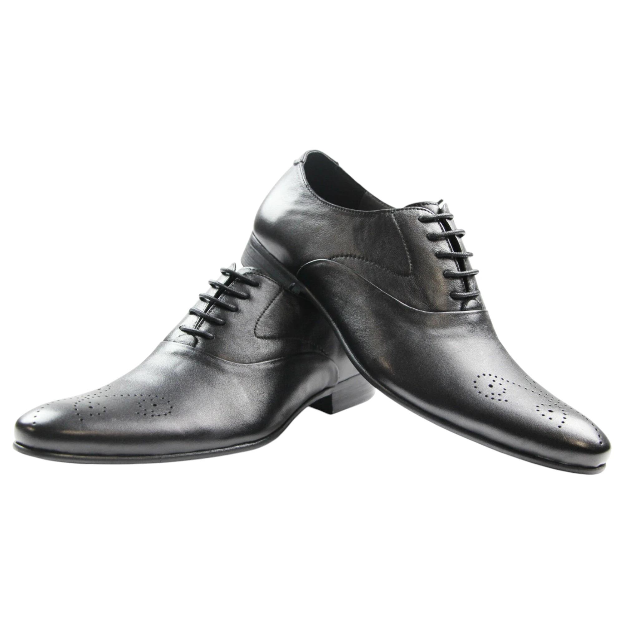 3 Zasel Mens Justin Leather Lace Up Work Formal Casual Work Dress Shoes BLACK, 3 of 3