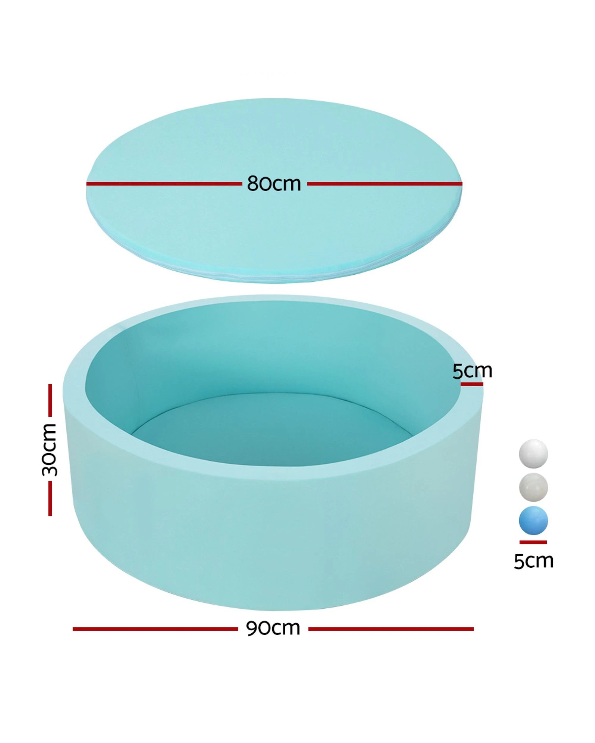 2 Keezi Kids Ball Pit 90x30cm Ocean Foam Play Pool Barrier Toys Children - Blue, 2 of 4