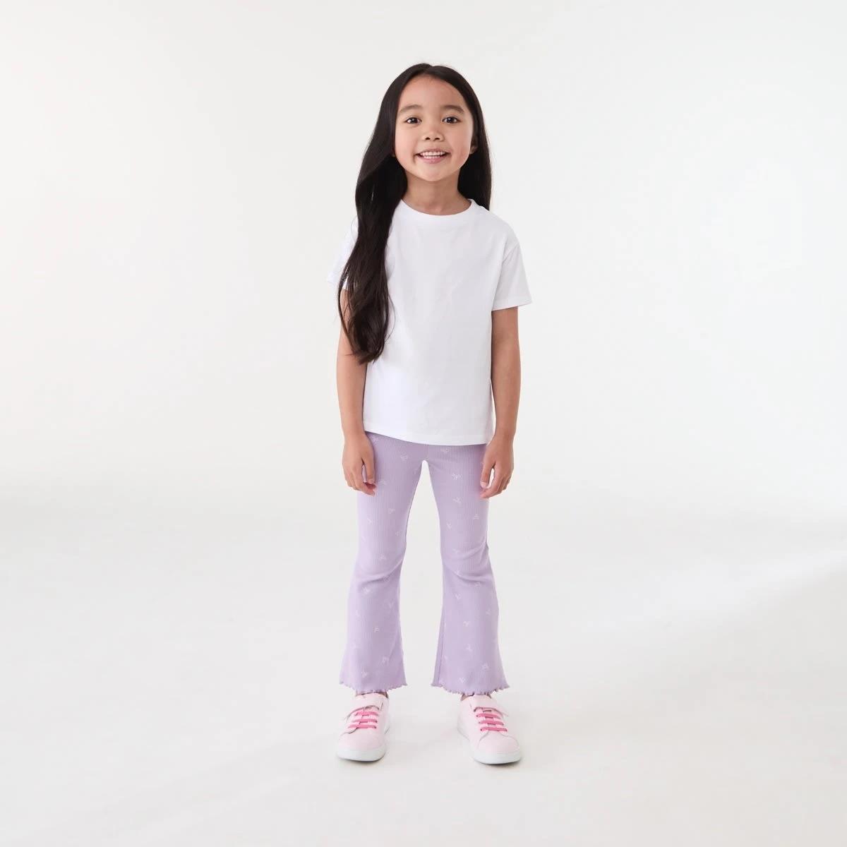 4 Rib Flare Leggings CUTE BOWS PASTEL LILAC, 4 of 5