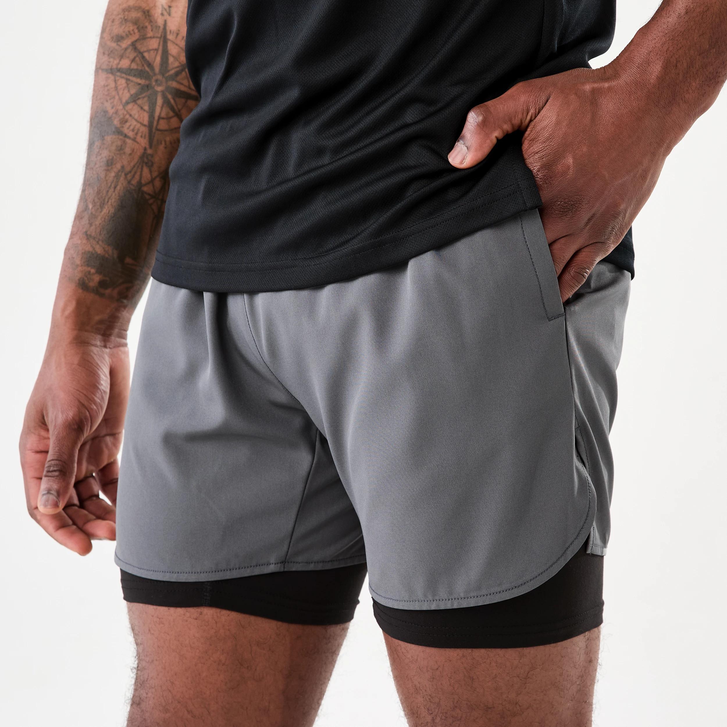 2 Active Mens Dual Layer Shorts QUIET SHADE, 2 of 8