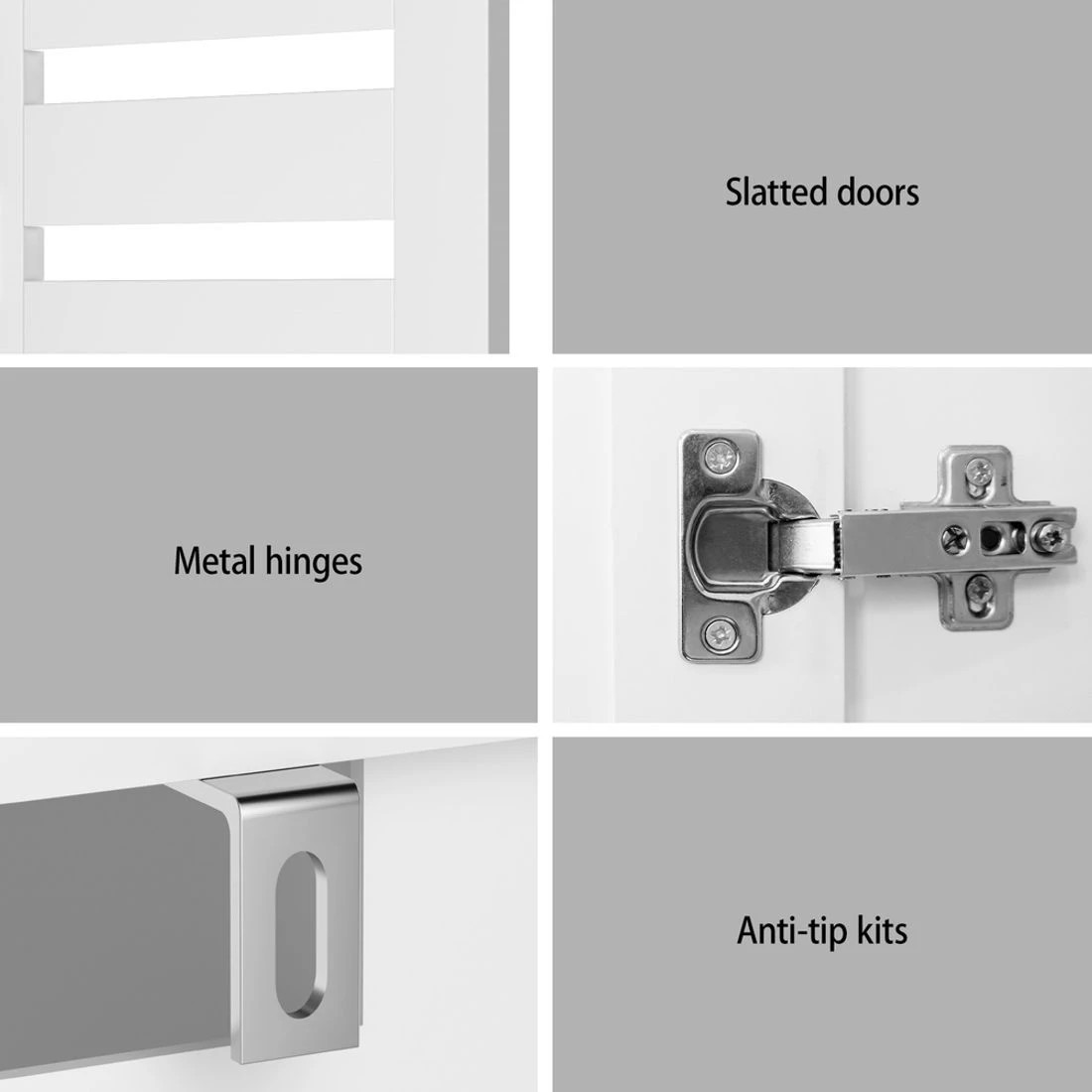 7 Artiss Shoe Rack Cabinet 30 Pairs Adjustable Shelf - White, 7 of 8