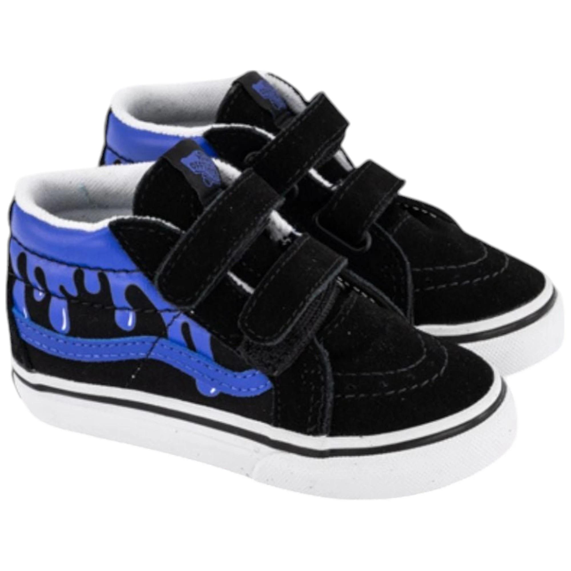 1 Vans Toddler SK8-Mid Reissue V Glow Slime Black/ Blue Boys Strap Shoes BLACK/BLUE, 1 of 4