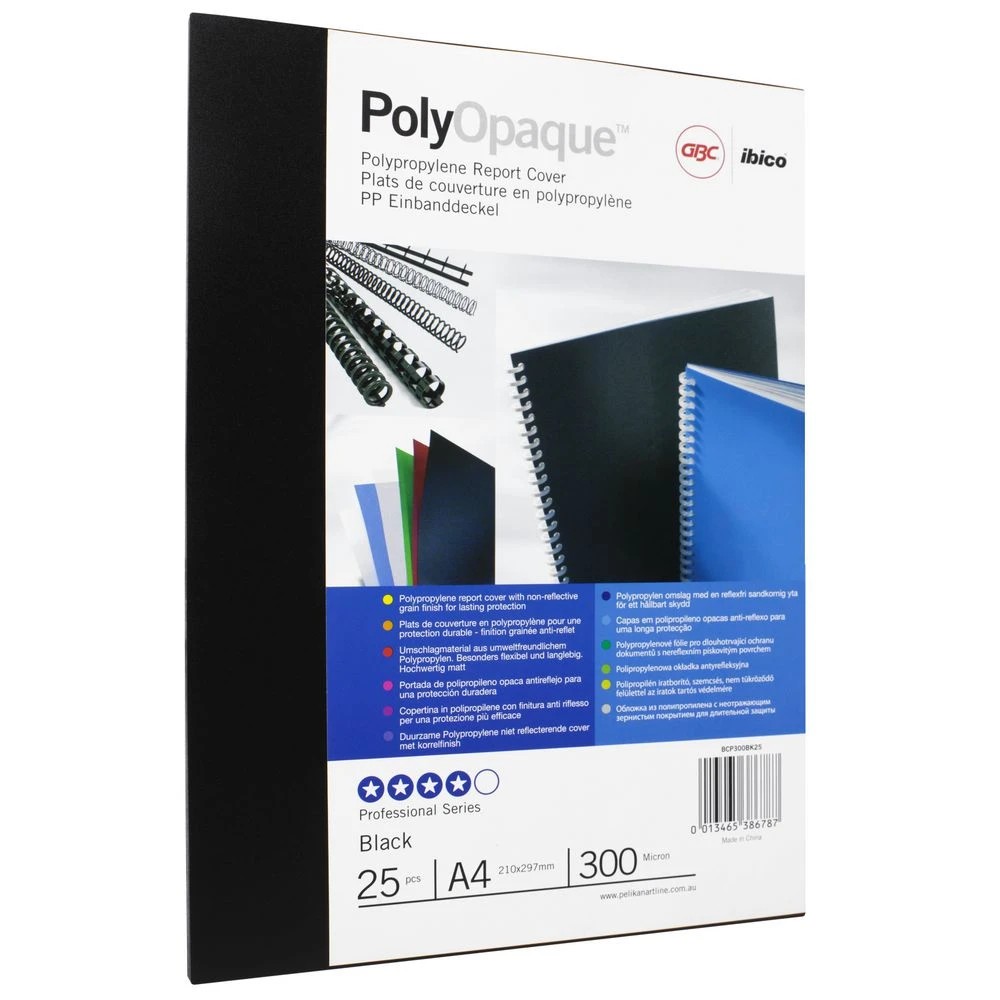 2 GBC A4 Binding Covers 300micron Black 25 Pack, 2 of 2