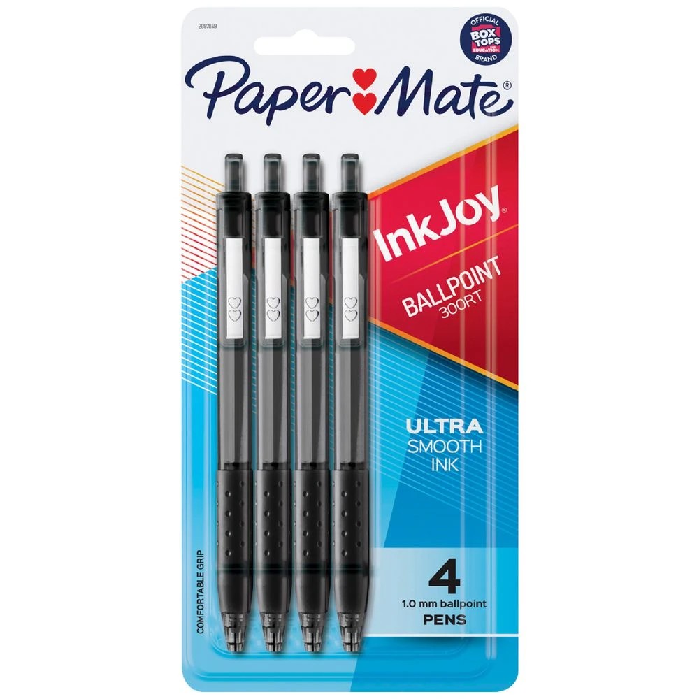 1 Paper Mate Inkjoy 300RT Ballpoint Pens Black 4 Pack, 1 of 4