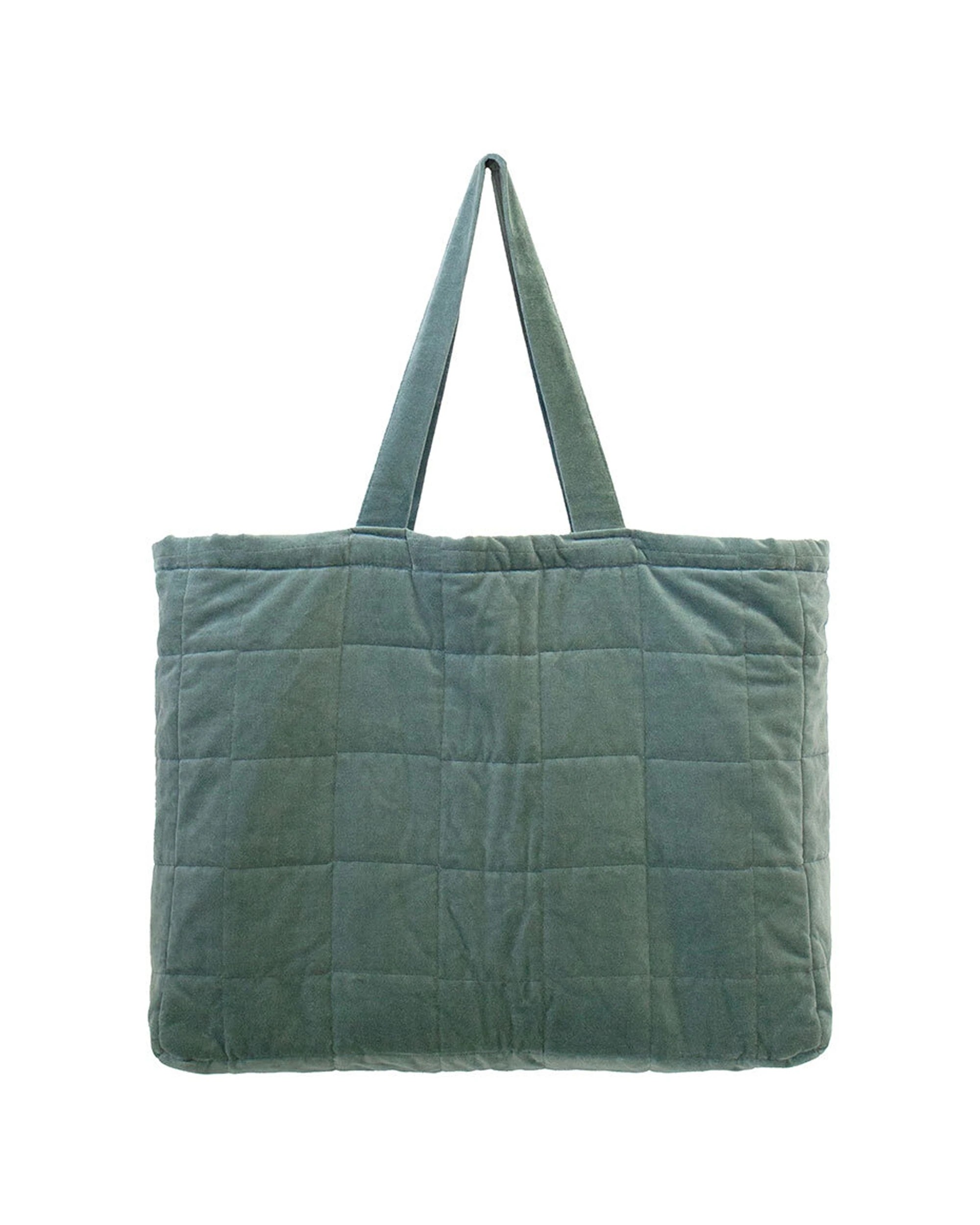 1 Bambury Nuno Cotton Velvet Tote Beach Bag Quilted Large Cotton Lined - Green, 1 of 3