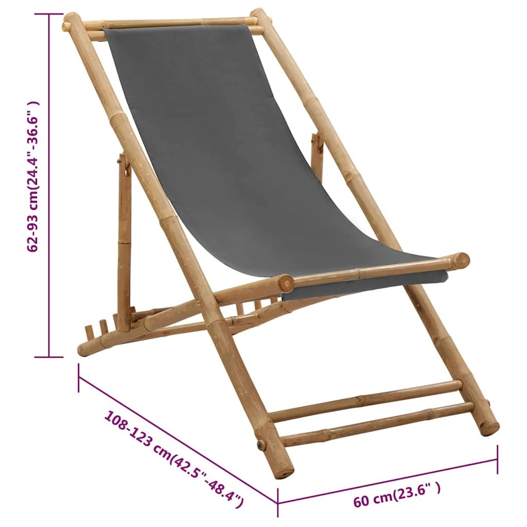 8 vidaXL Deck chair Foldable - Grey, 8 of 9