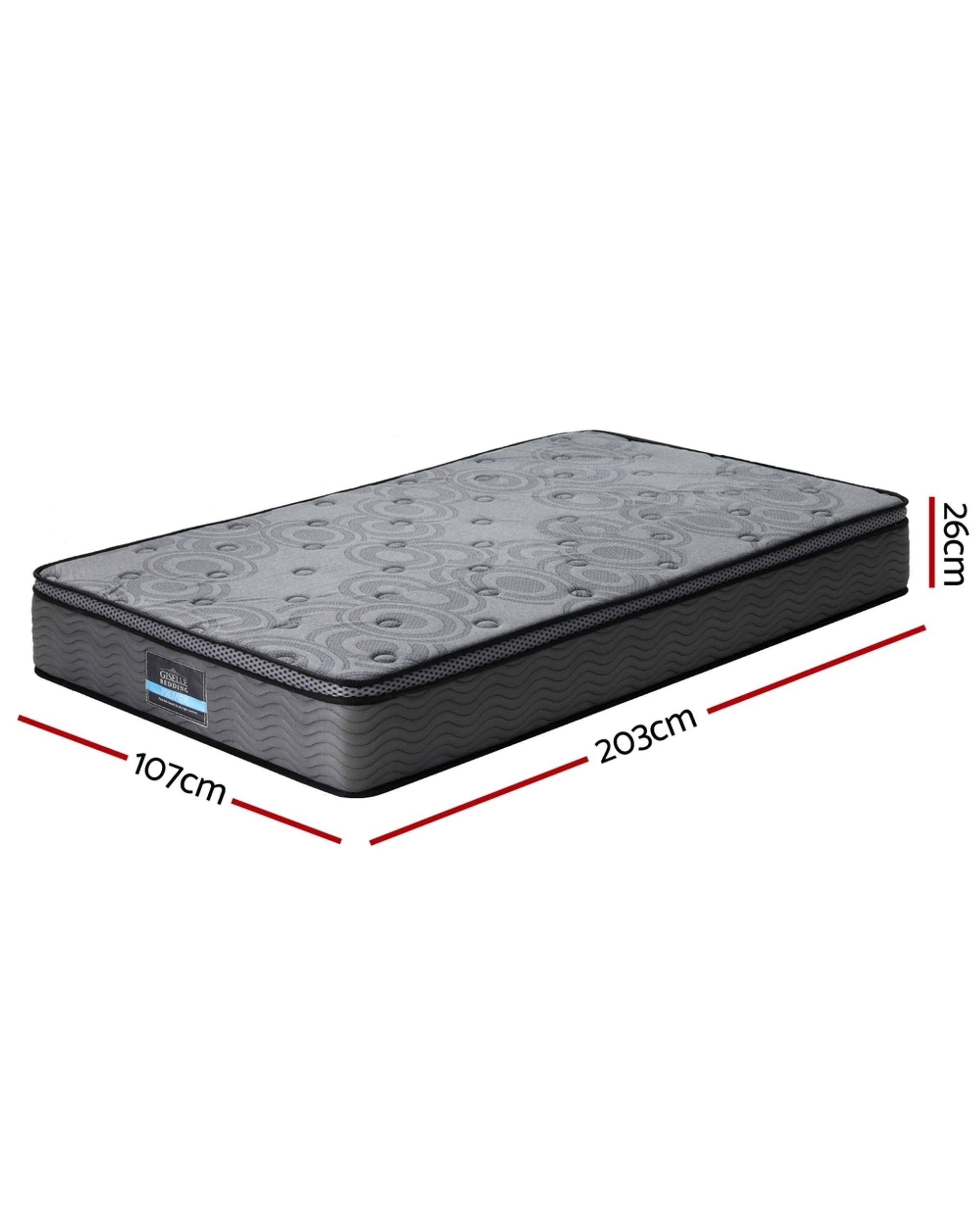 2 26cm Mattress Bed Giselle King Single - King Single Bed - Grey, 2 of 7