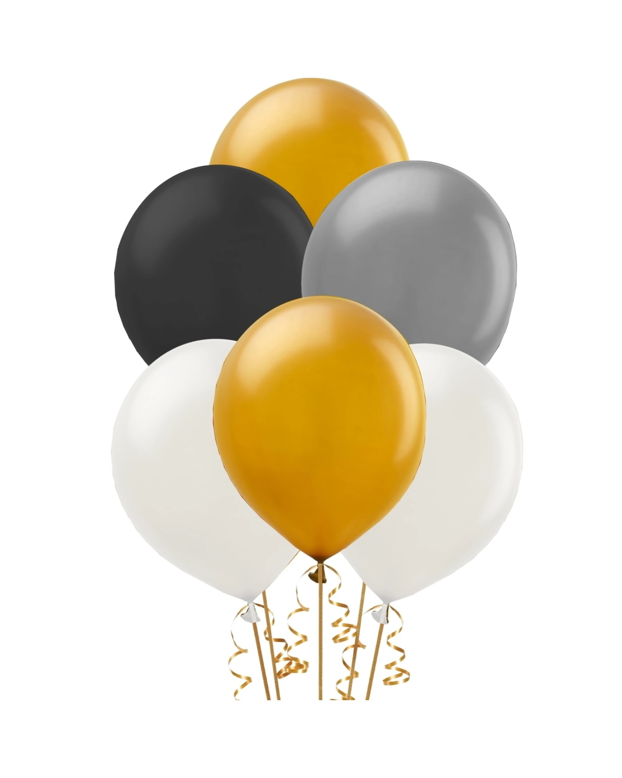 1 Artwrap Metallic Balloons Pack of 50 - Black Gold and Silver - Gold, Black, Silver, 1 of 2