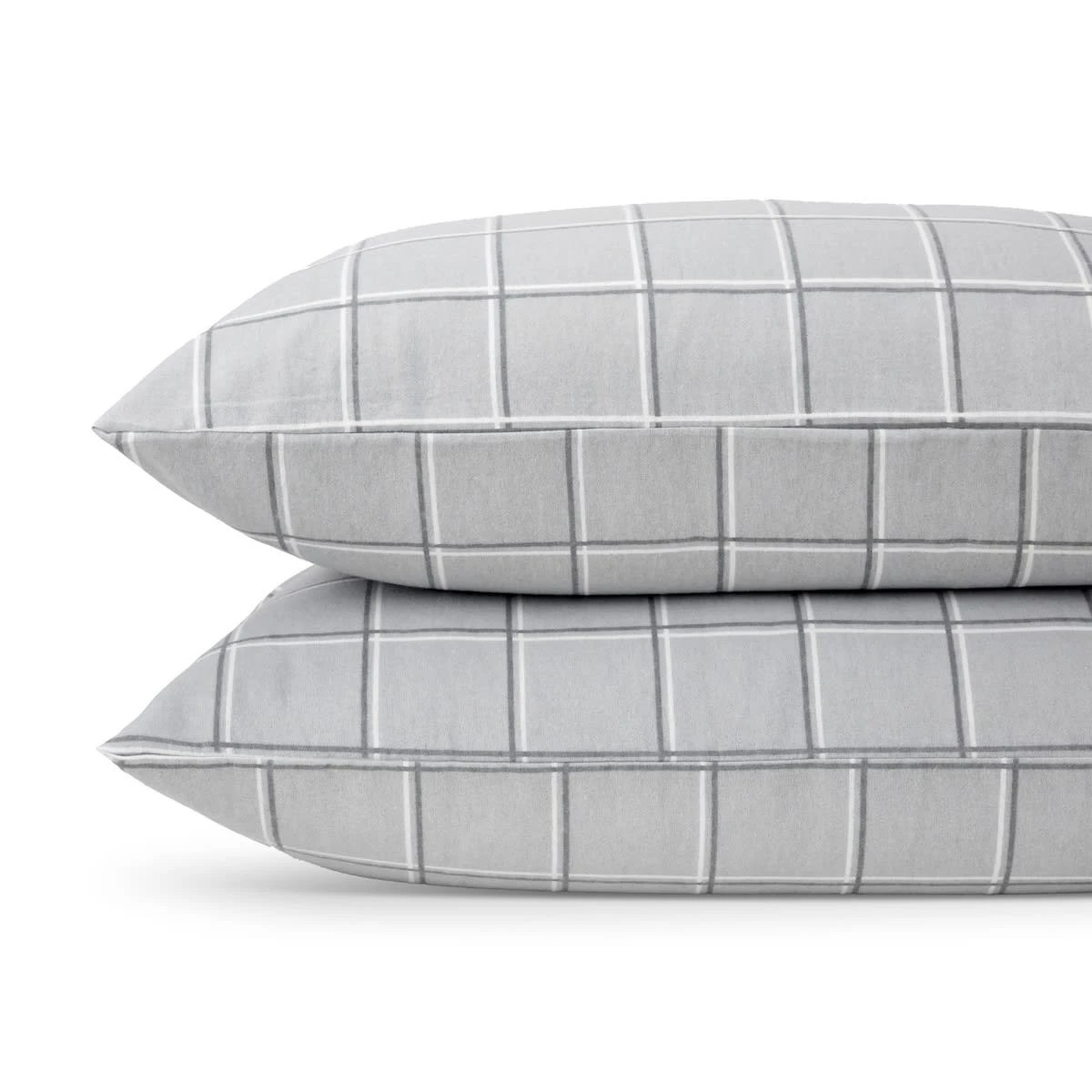 2 Check Flannelette Cotton Sheet Set - Double Bed, Grey, 2 of 7