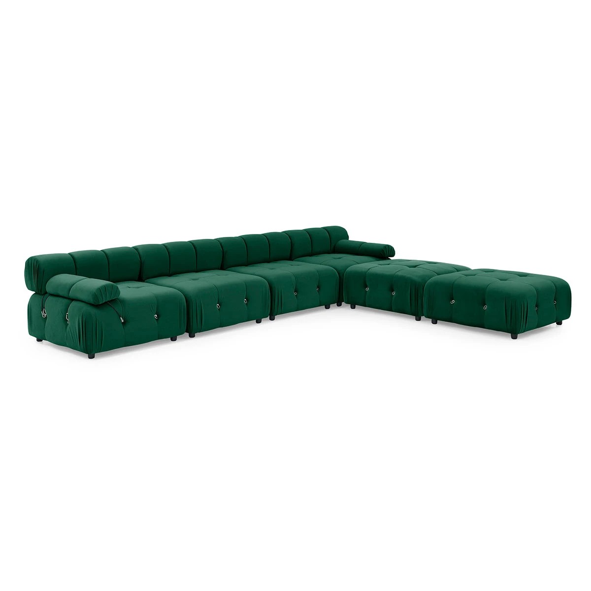 7 Foret 1pc Armless Seat Modular Extension Lounge Couch Tufted Velvet Sofa Green, 7 of 9