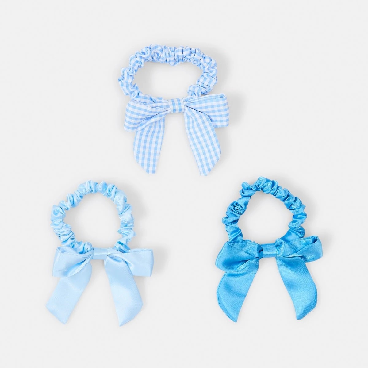 1 3 Pack Bow Hair Scrunchies - Blue, 1 of 5