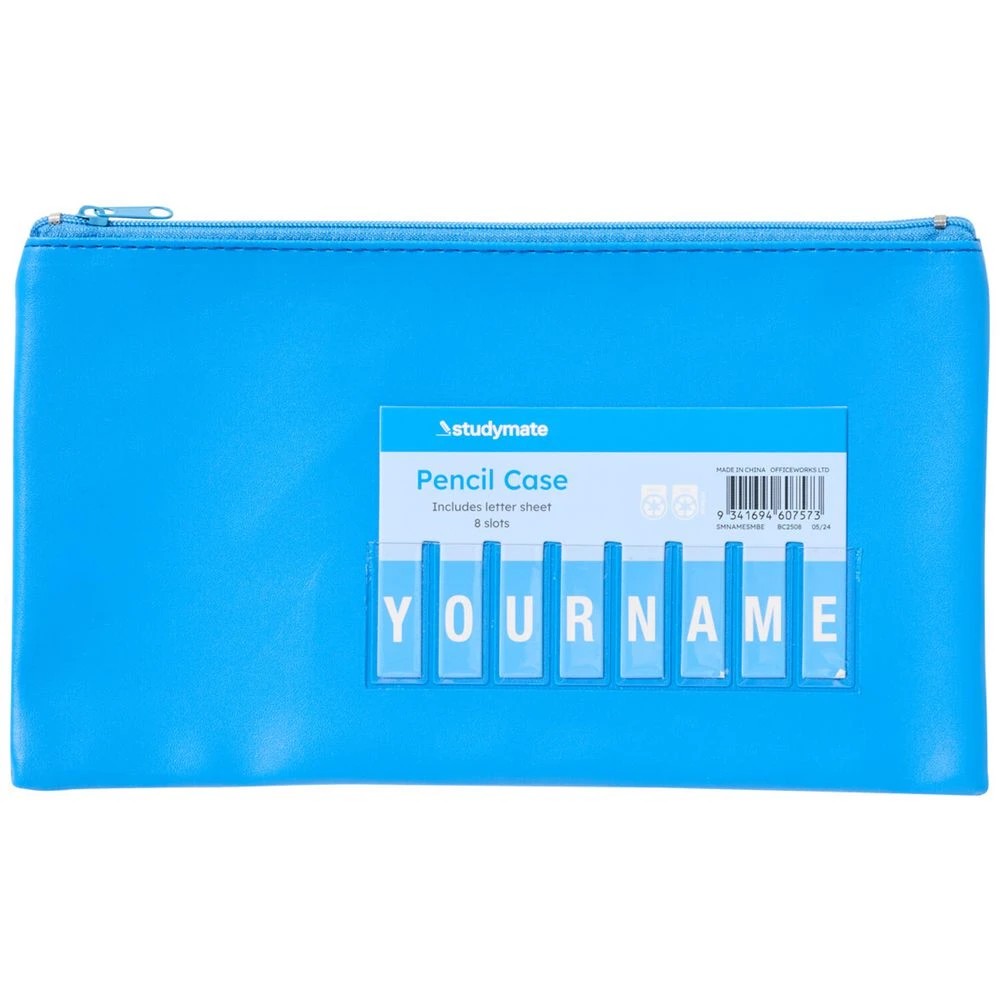 1 Studymate Single Zip Name Pencil Case Small Blue, 1 of 6