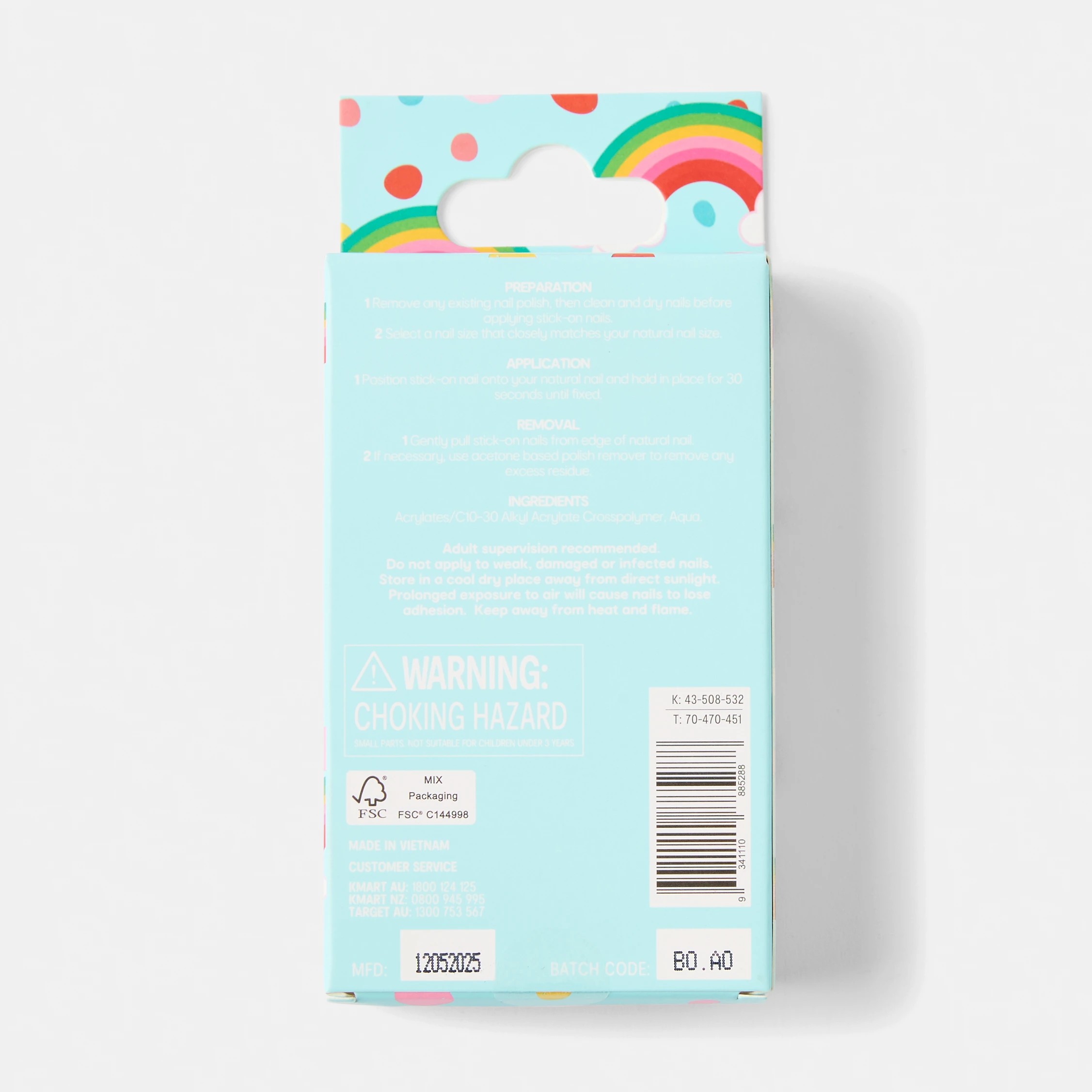 2 OXX Junior 24 Pack Kids Pre-Glued Stick-On Nails - Butterflies, 2 of 5